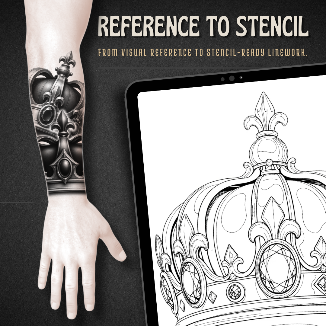 Crowns Procreate Brush Set | 40 Tattoo Designs + Stencils