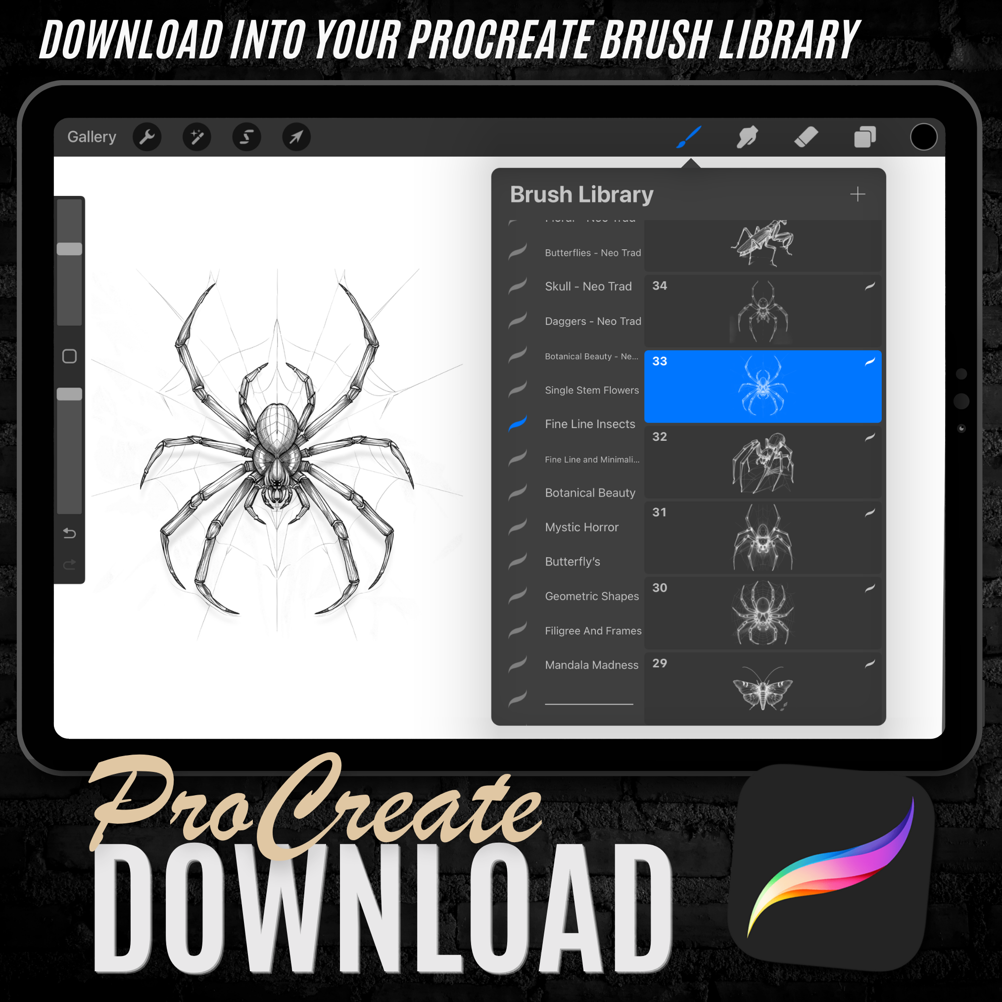 Fine Line & Minimalistic Insects & Bugs Flash Stamp Pack – Delicate Bug Tattoo Designs for Procreate & Sketchbook