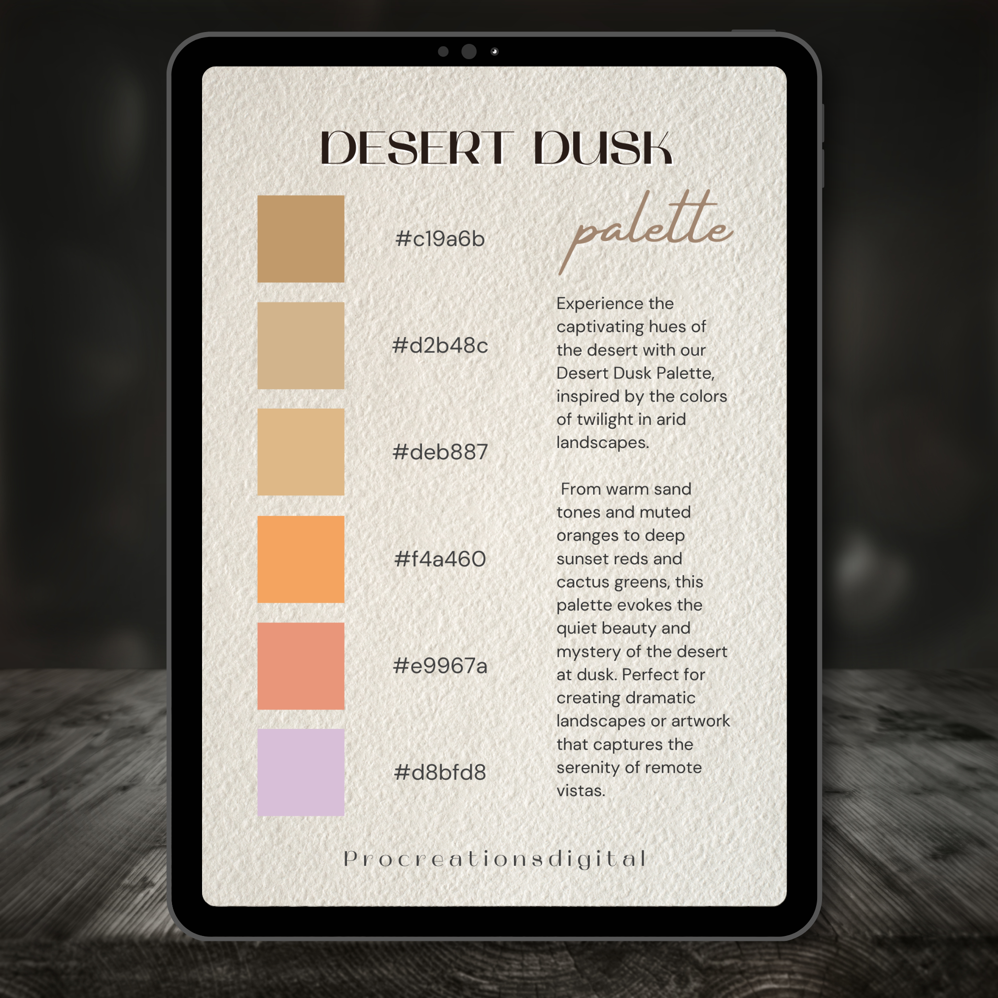 Desert Dusk Color Palette for Procreate