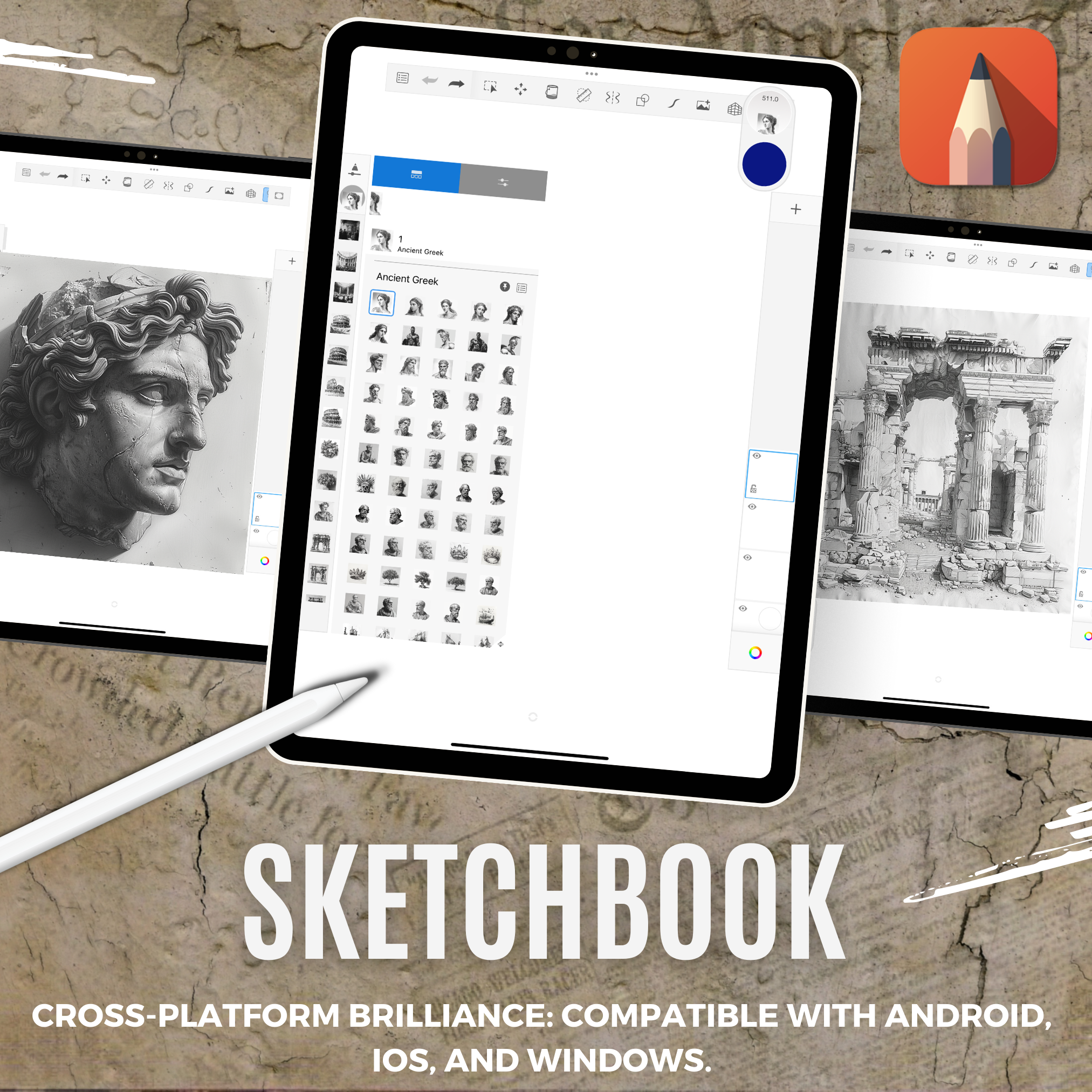 Digitale Designsammlung des antiken Griechenlands: 100 Procreate- und Skizzenbuchbilder