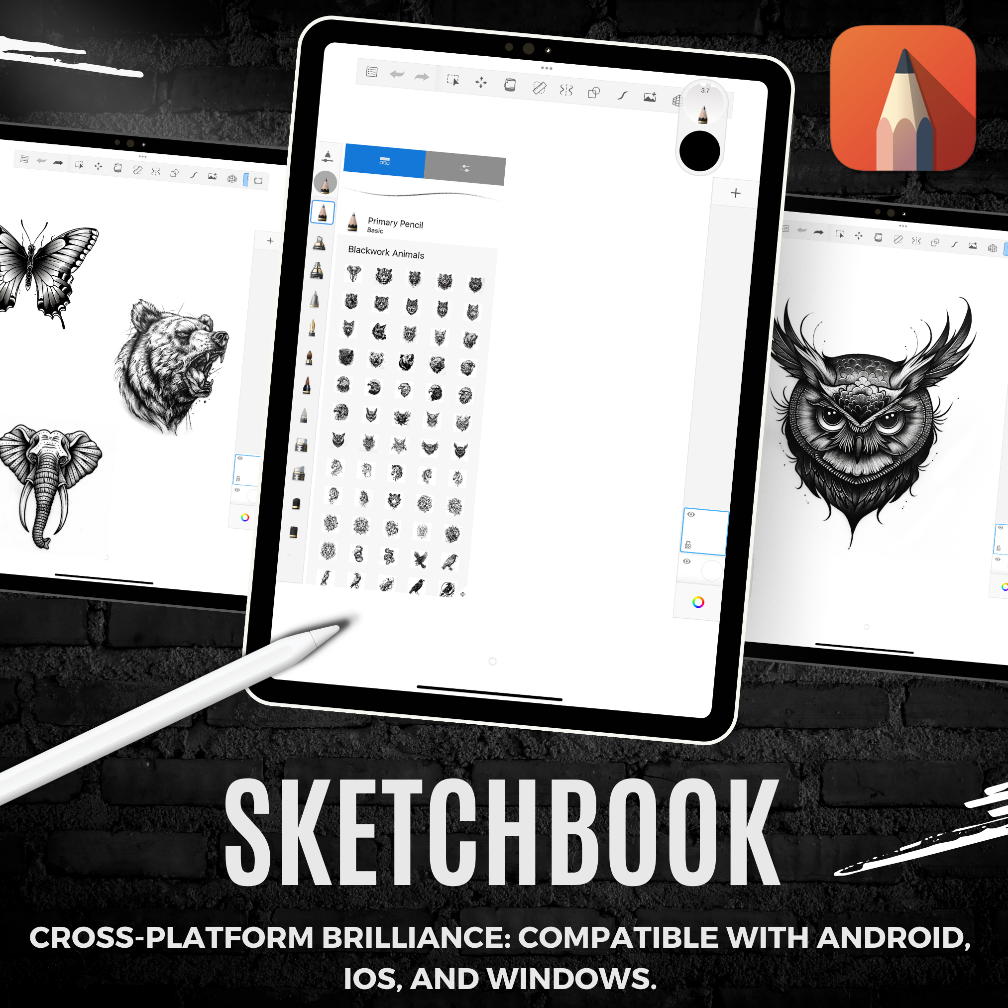 Blackwork Animals Flash Stamp Pack – Bold Tattoo Designs for Procreate & Sketchbook