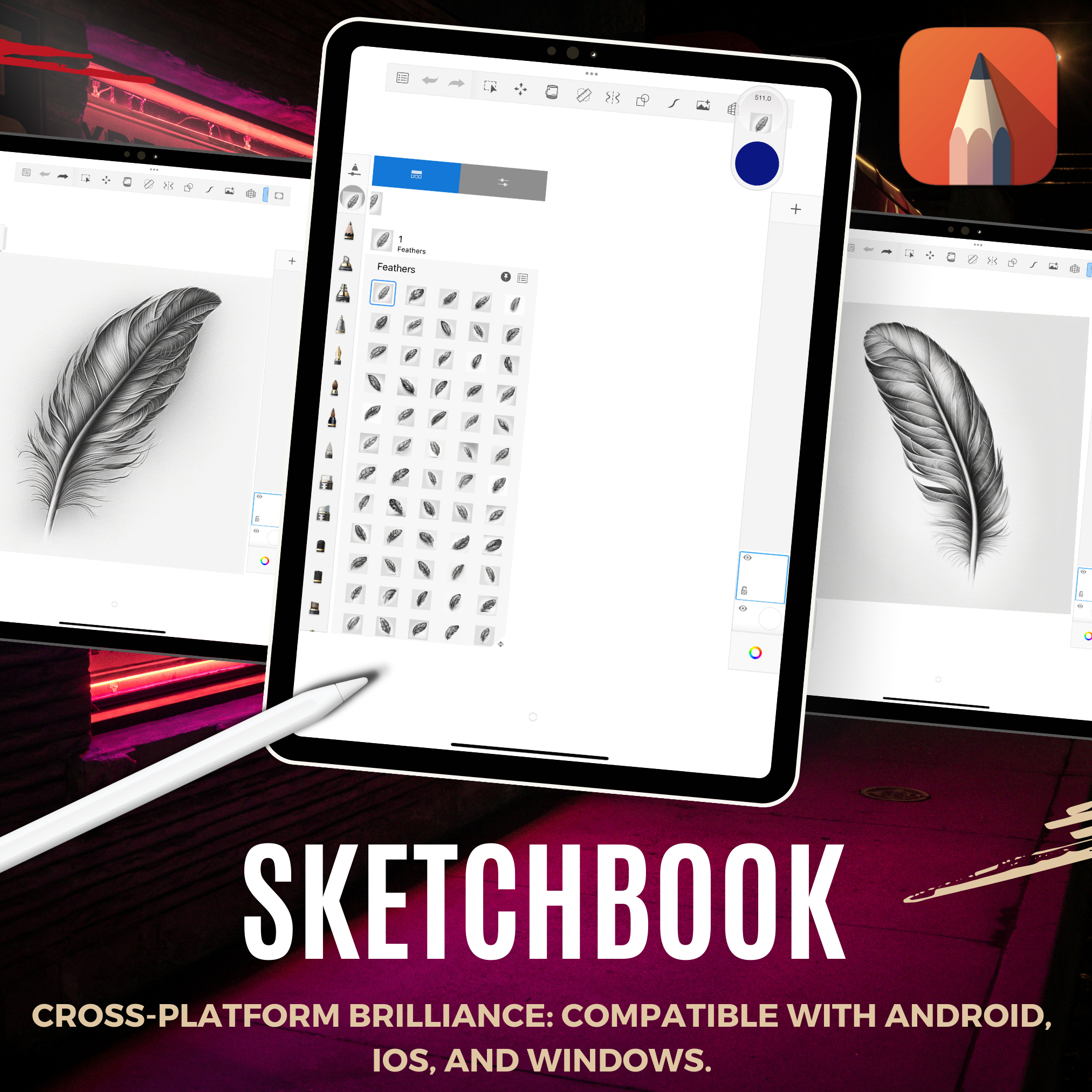 Feathers Digital Tattoo Element Design Collection: 100 Procreate & Sketchbook Images