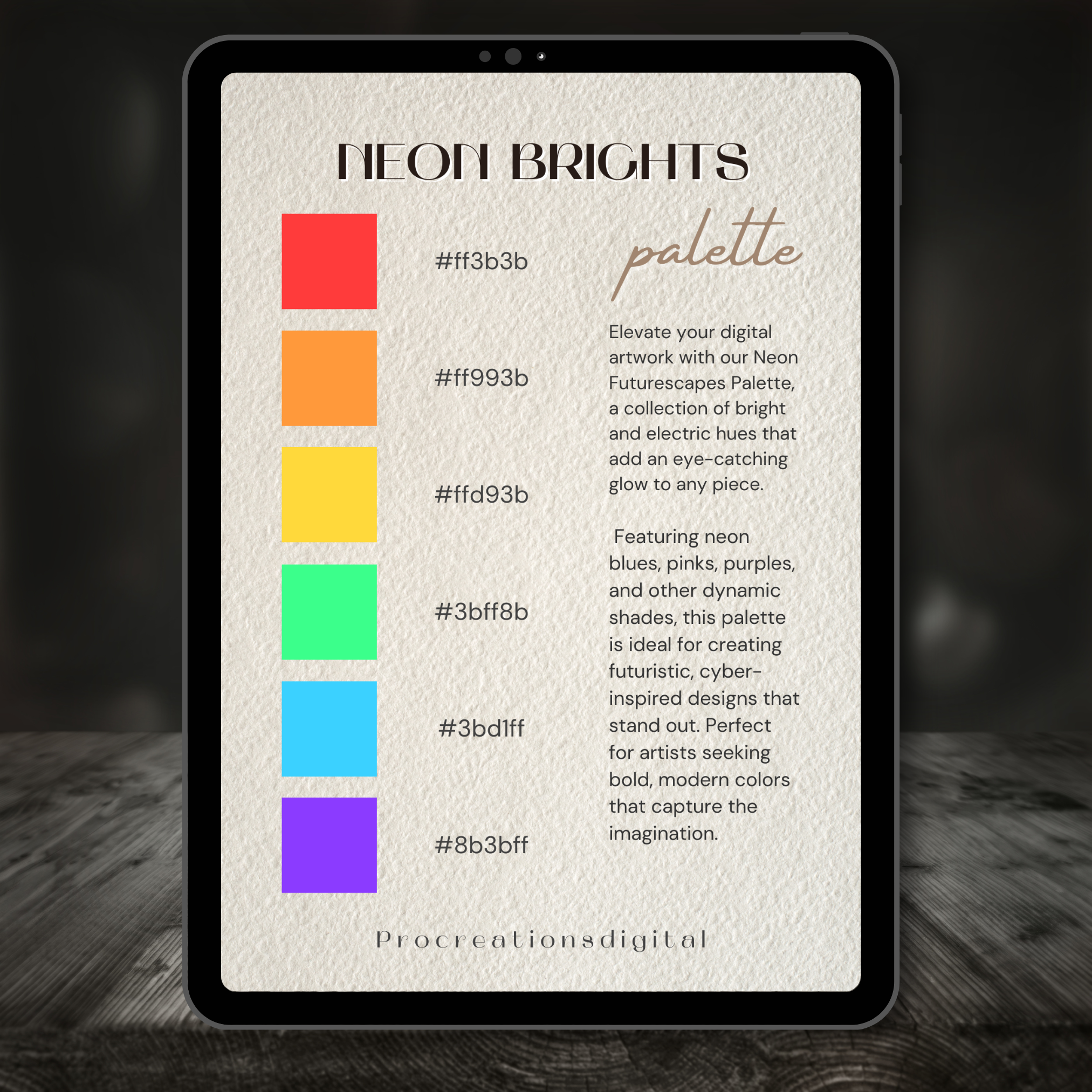 Neon Brights Color Palette for Procreate