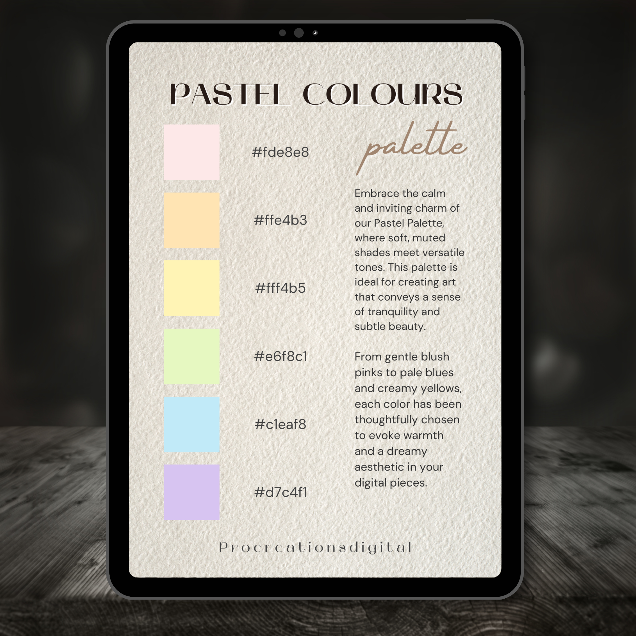 Pastel Colors Procreate Palette