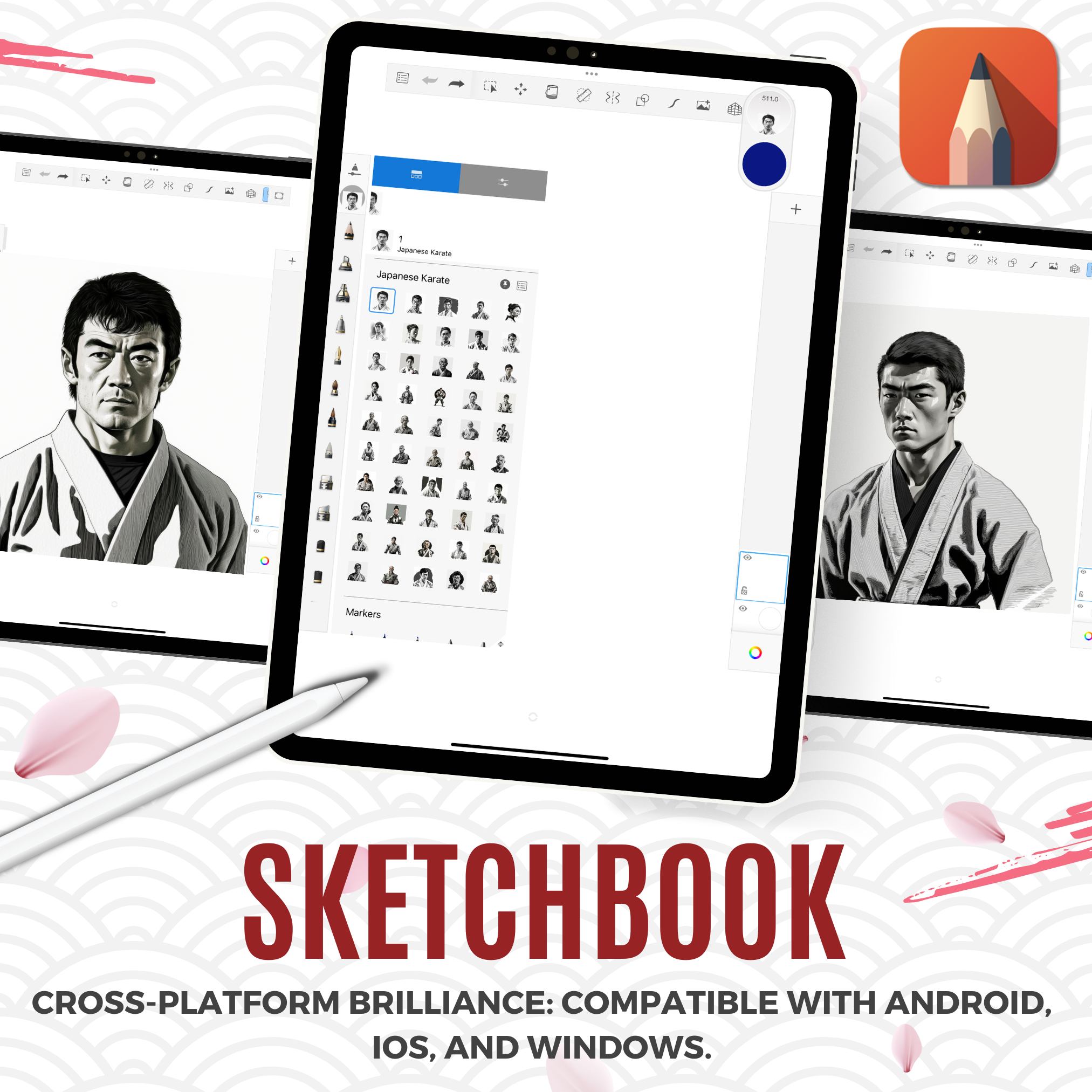 Colección de diseño de referencia digital de karate japonés: 50 imágenes de Procreate y Sketchbook