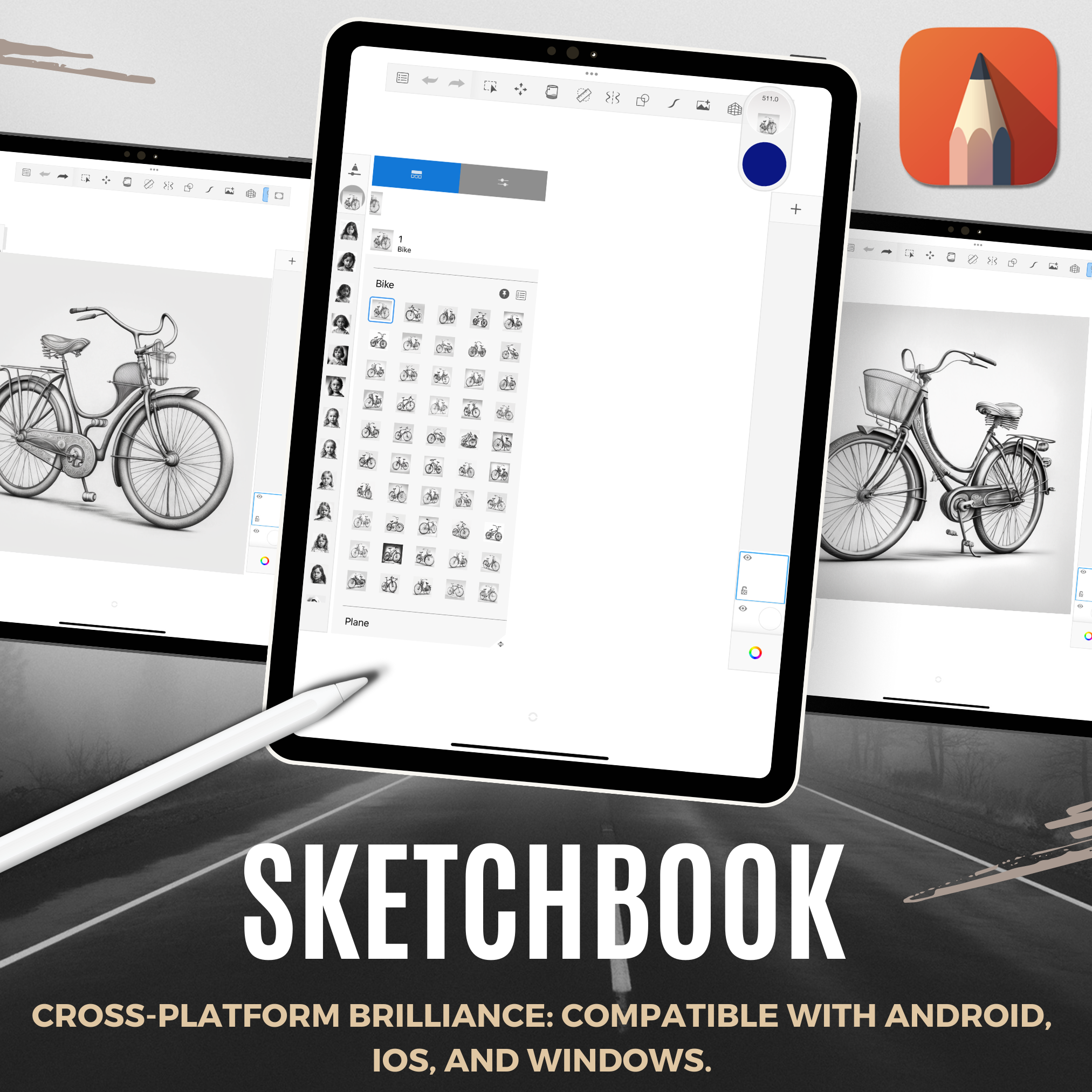 Colección de diseño digital de bicicletas: 50 imágenes de Procreate y Sketchbook