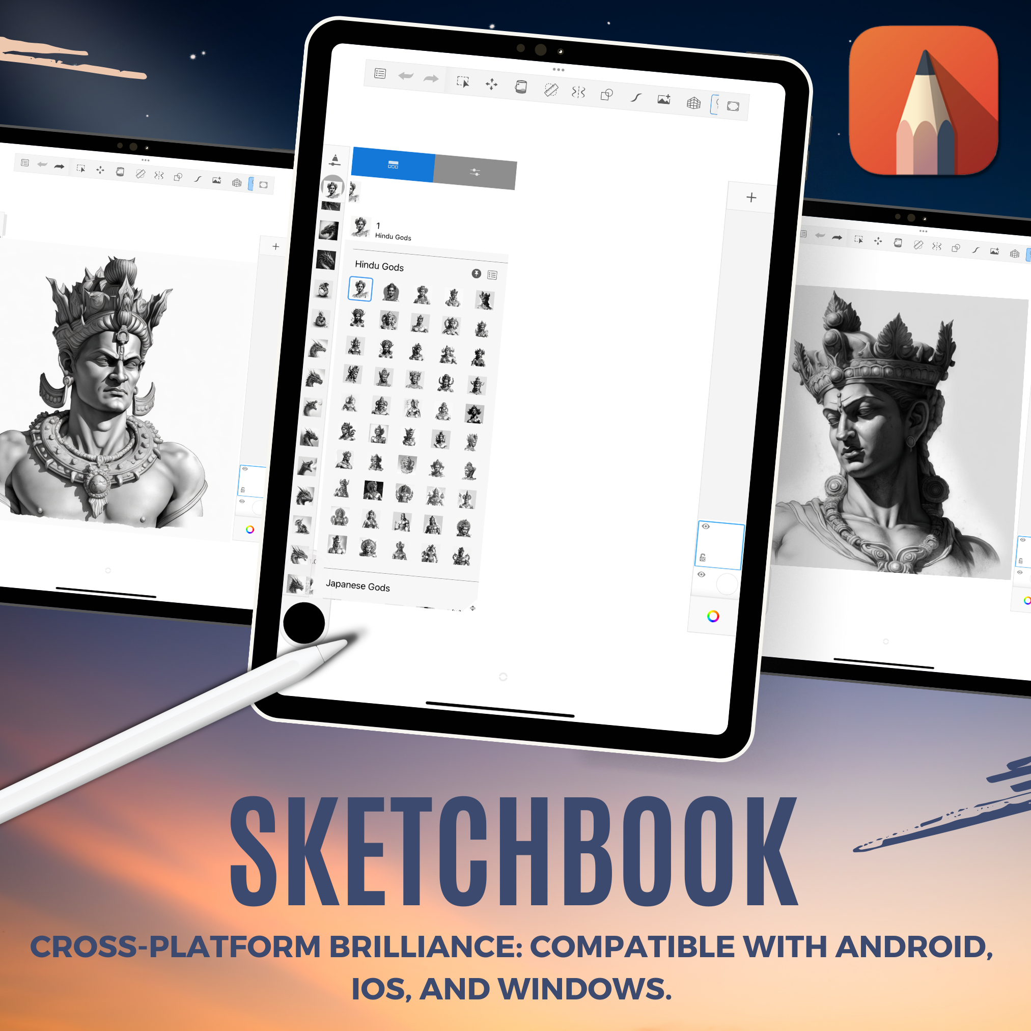 Hindu Gods Digital Design Collection: 50 Procreate & Sketchbook Images