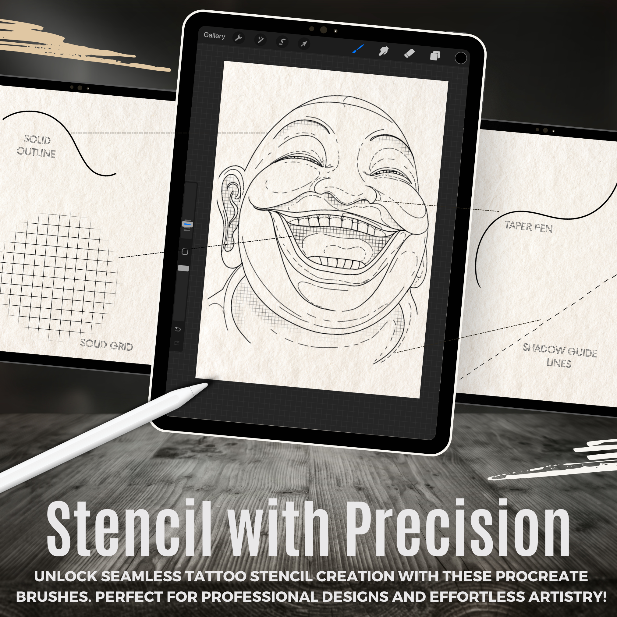 Tattoo Stencil Kit for Procreate – Essential Brushes for Every Tattoo Artist