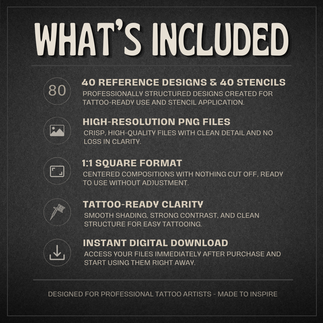 Daggers Procreate tattoo brush stamp set — design 4