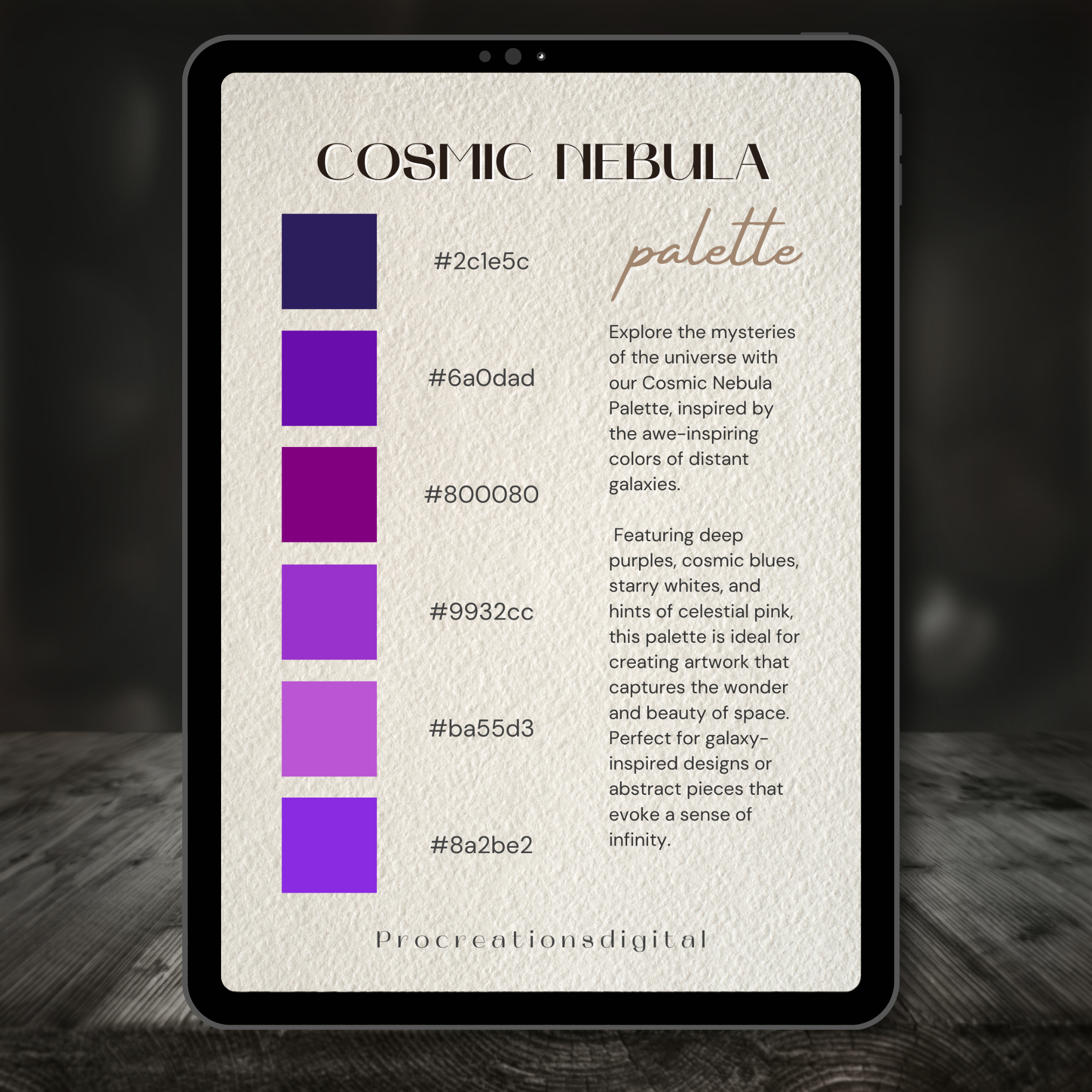 Cosmic Nebula Color Palette for Procreate