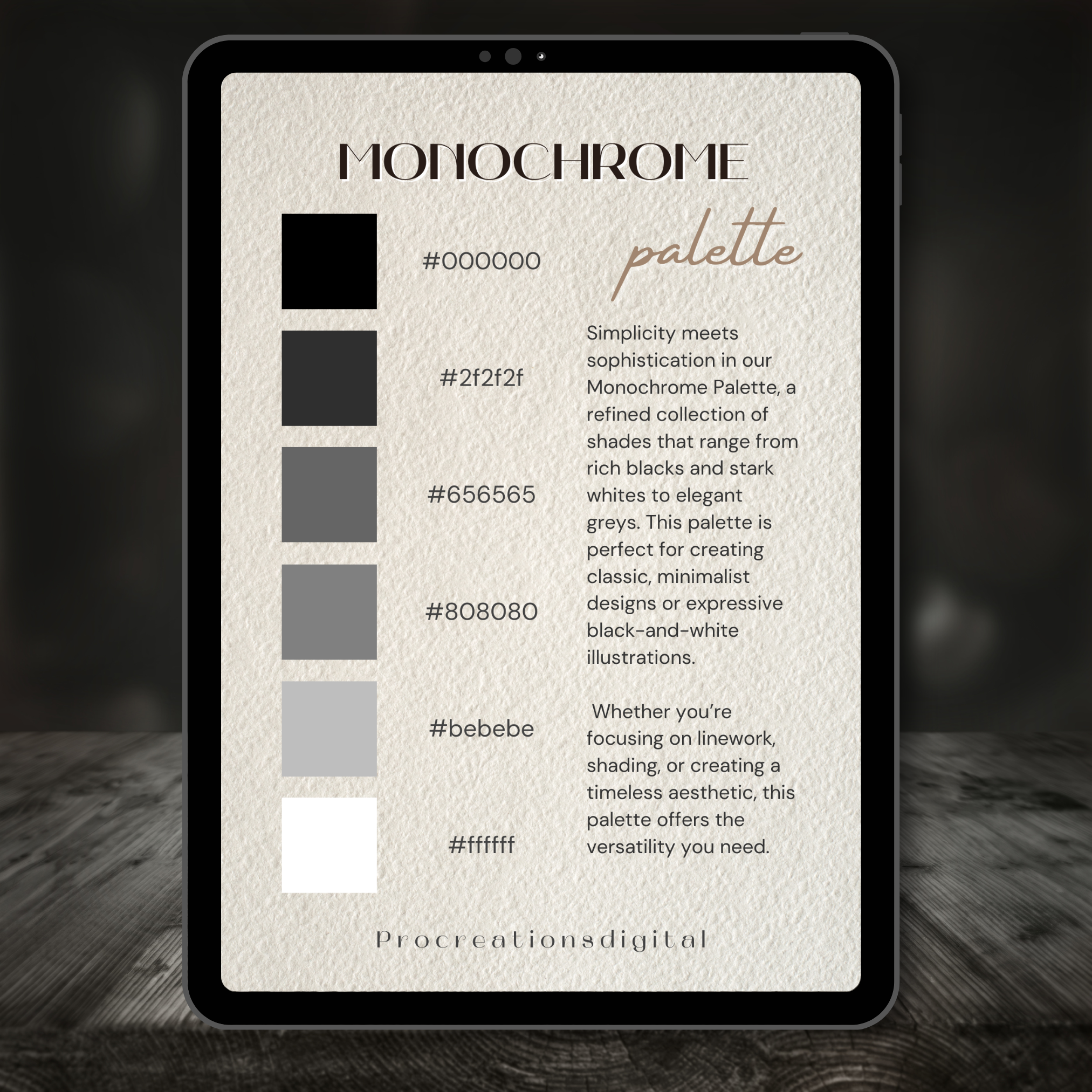 Monochrome Color Palette for Procreate