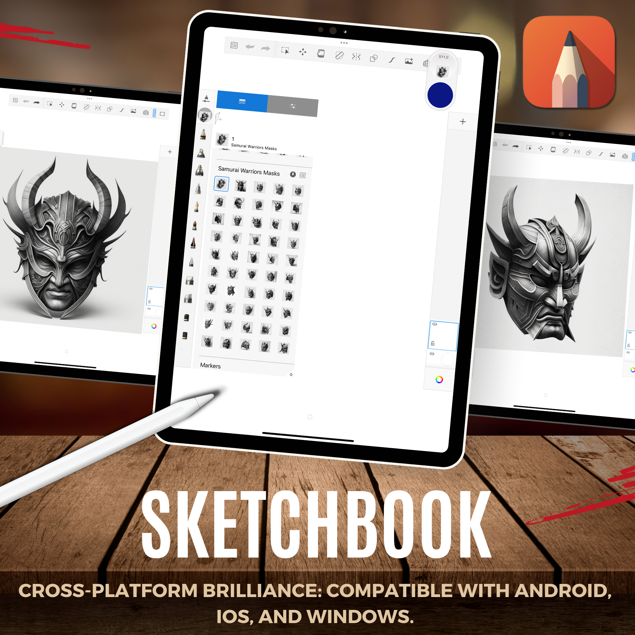Samurai Warrior Masks Digital Reference Design Collection: 50 Procreate & Sketchbook Images