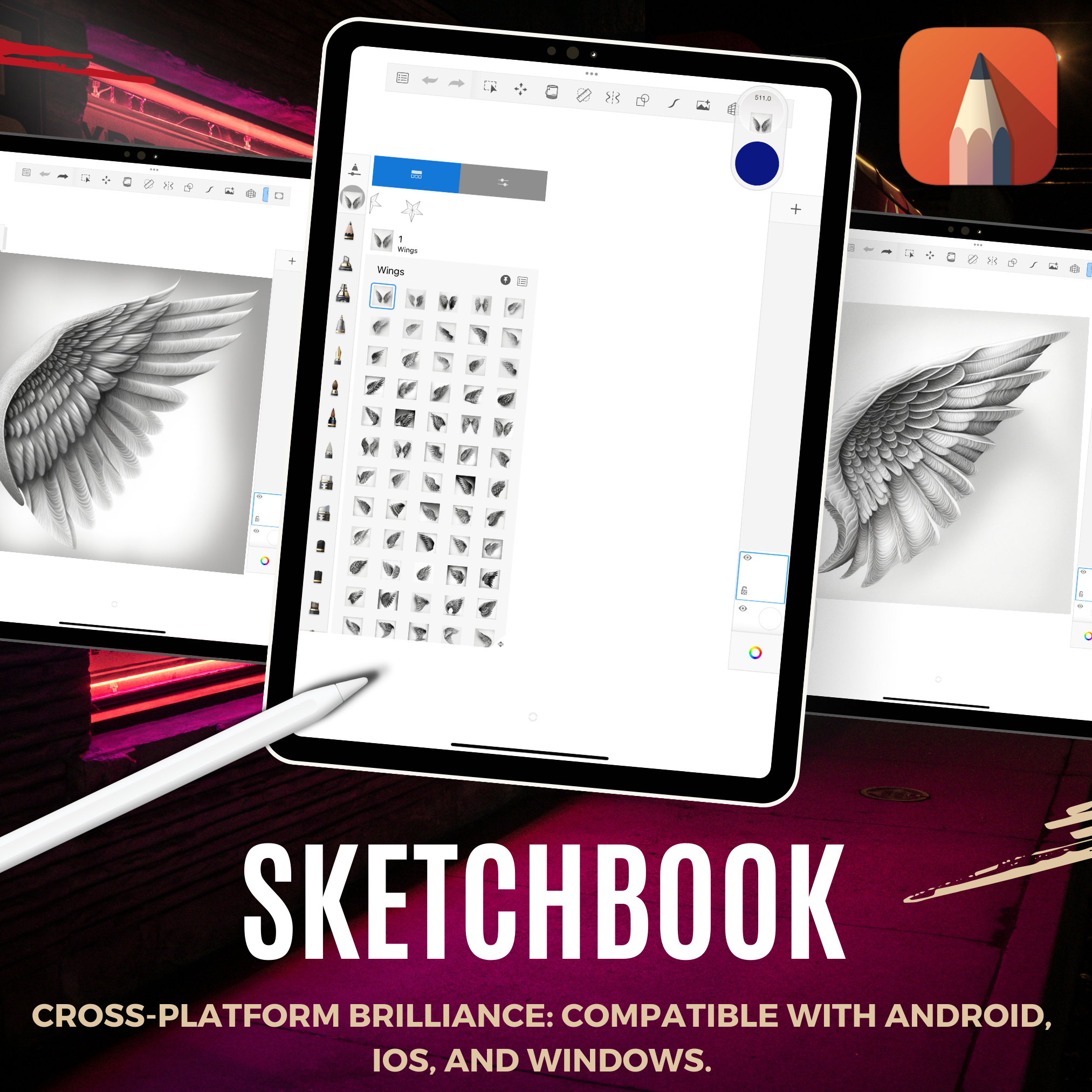 Colección de diseño de elementos de tatuaje digital Wings: 100 imágenes de Procreate y Sketchbook