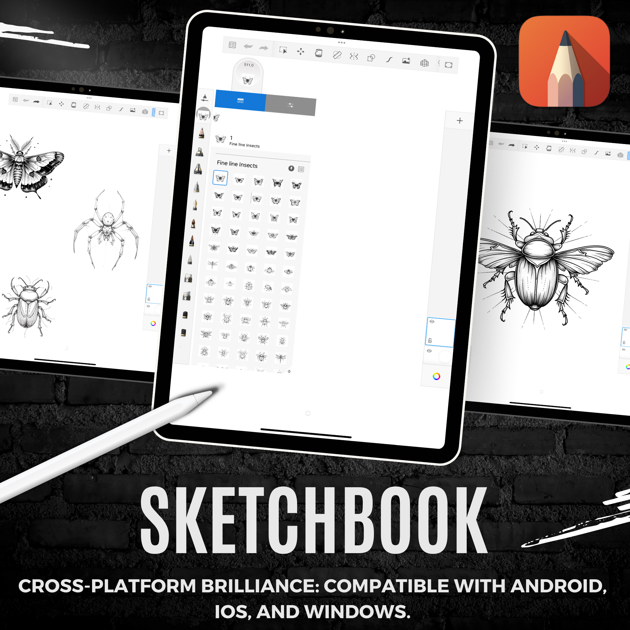 Fine Line & Minimalistic Insects & Bugs Flash Stamp Pack – Delicate Bug Tattoo Designs for Procreate & Sketchbook