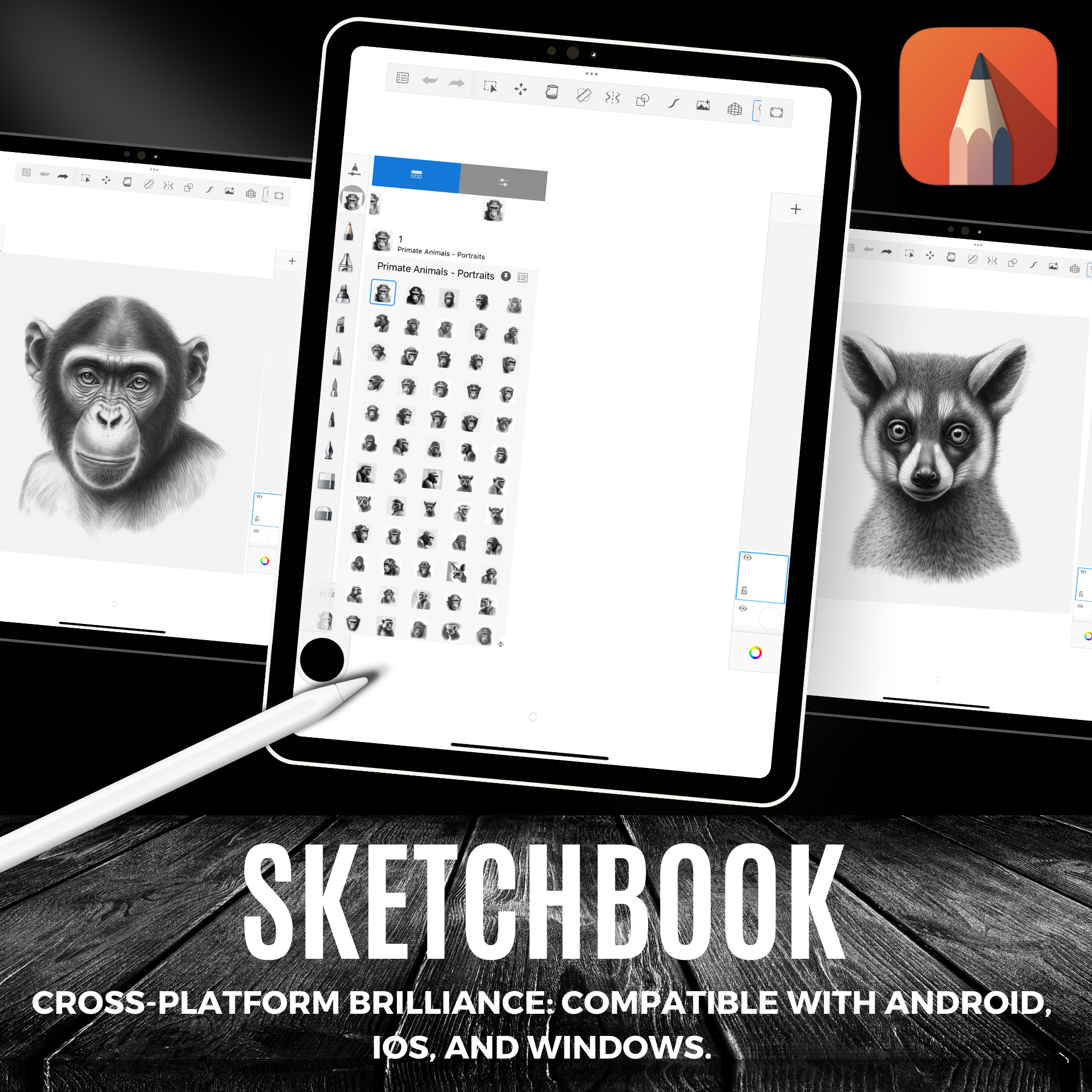 Colección de diseños de referencia digital de Primates: 100 imágenes de Procreate y Sketchbook