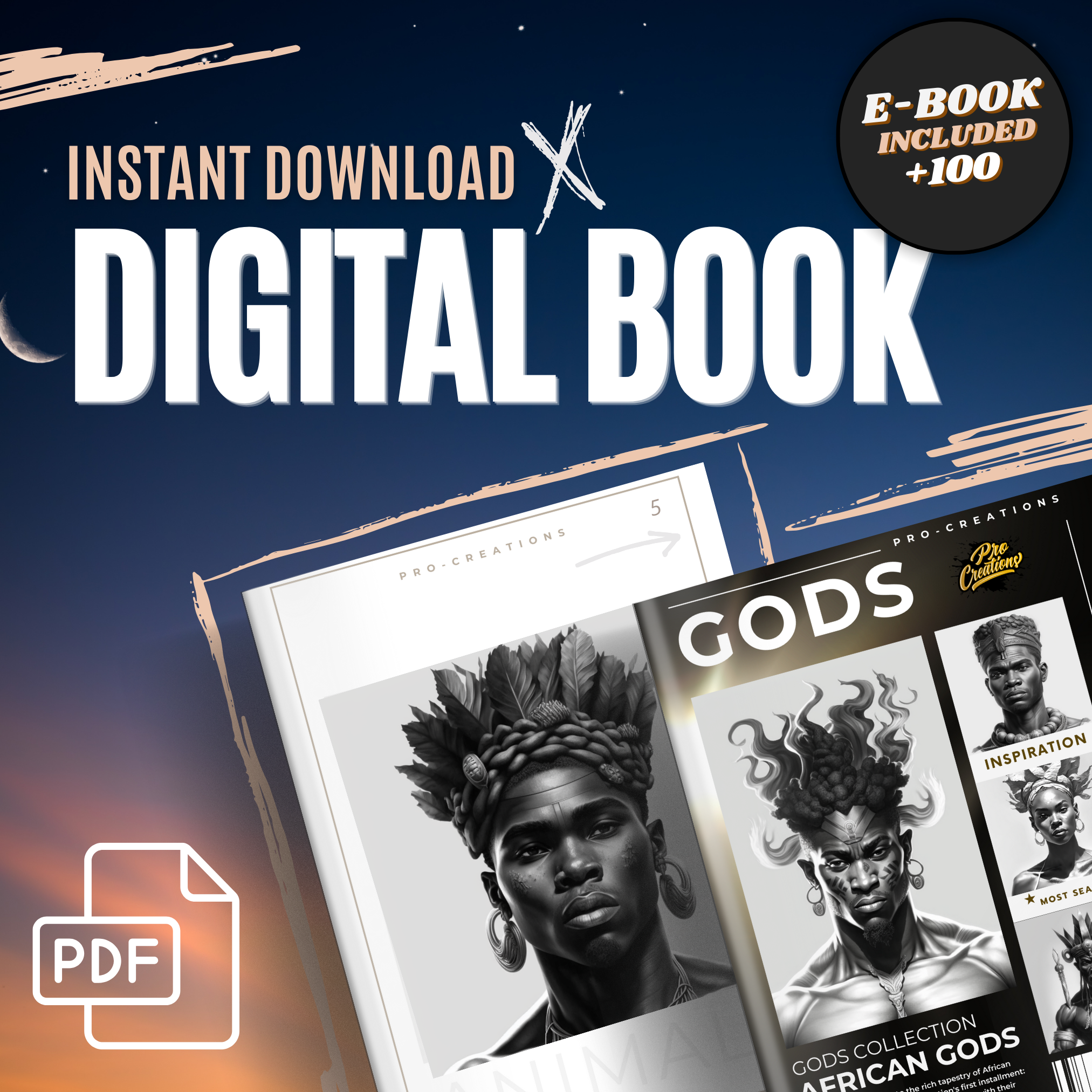 Digitale Designsammlung „Afrikanische Götter“: 50 Procreate- und Skizzenbuchbilder