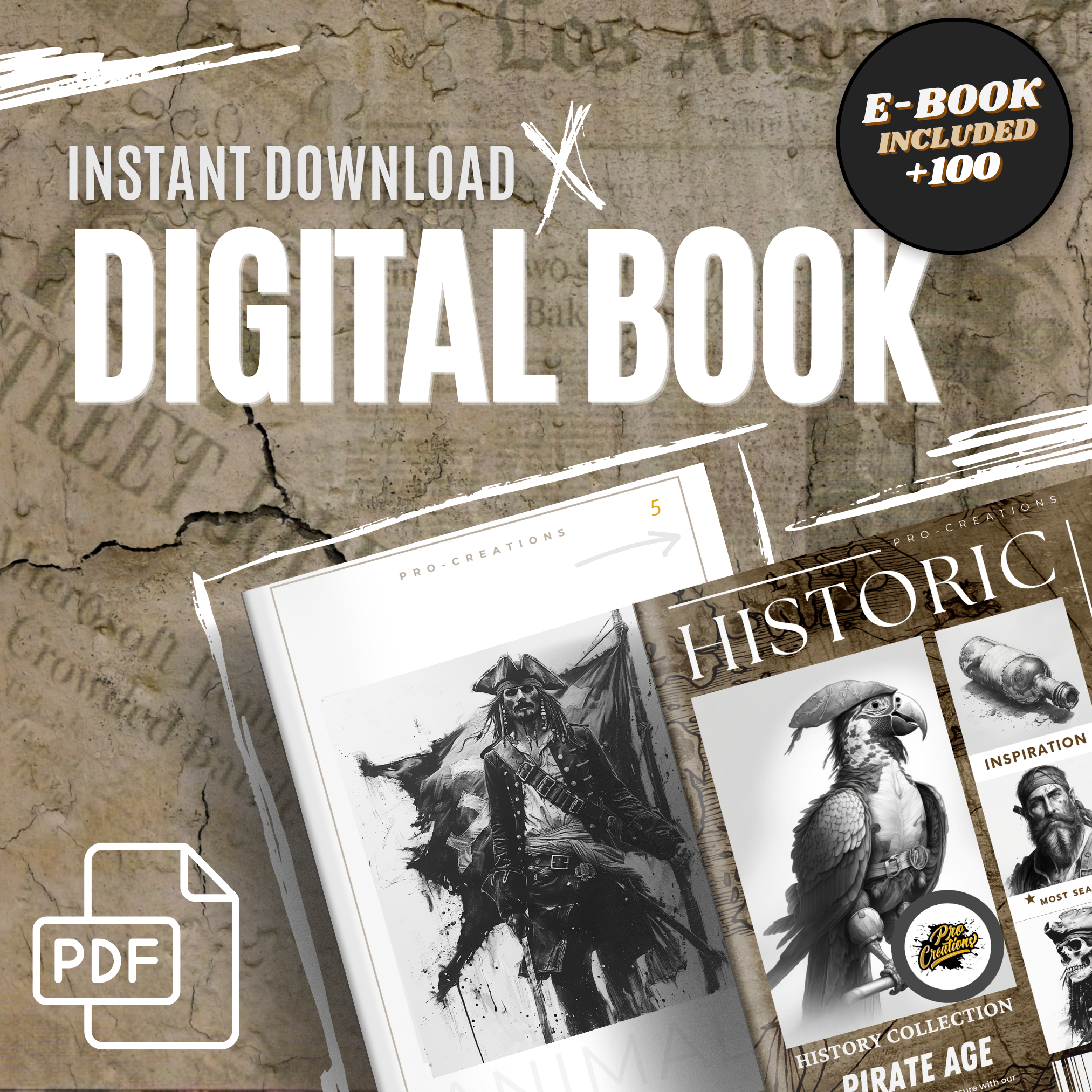Colección de diseño digital Pirate Age: 100 imágenes de Procreate y Sketchbook
