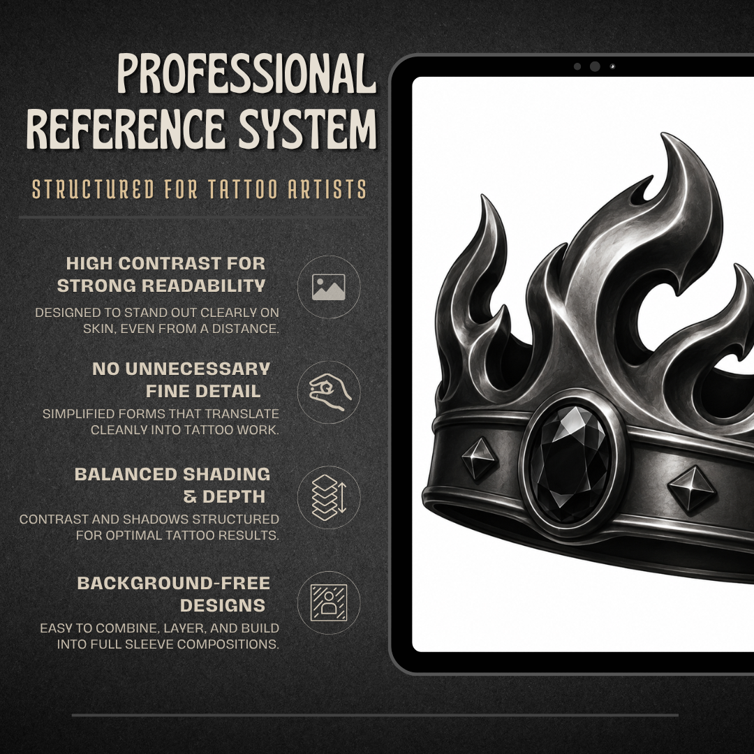 Crowns Procreate Brush Set | 40 Tattoo Designs + Stencils