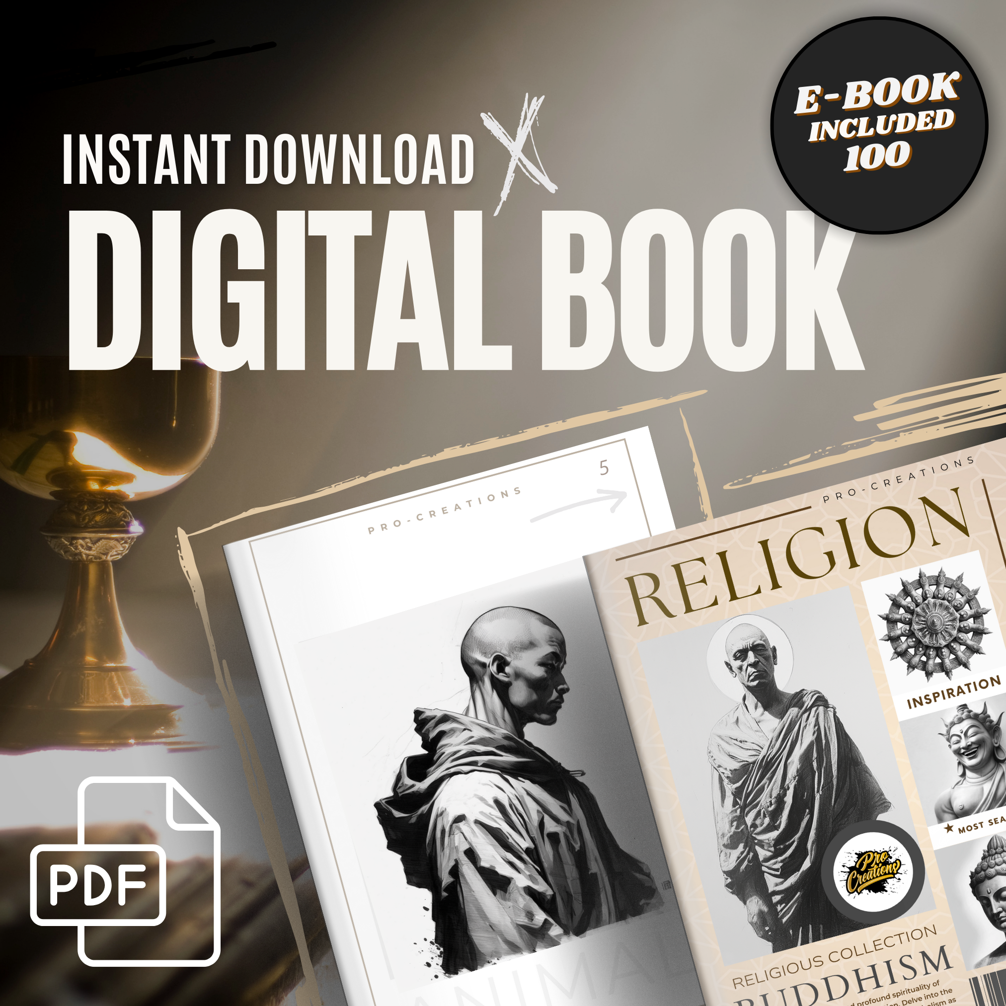 Colección de diseño digital de budismo: 100 imágenes de Procreate y Sketchbook
