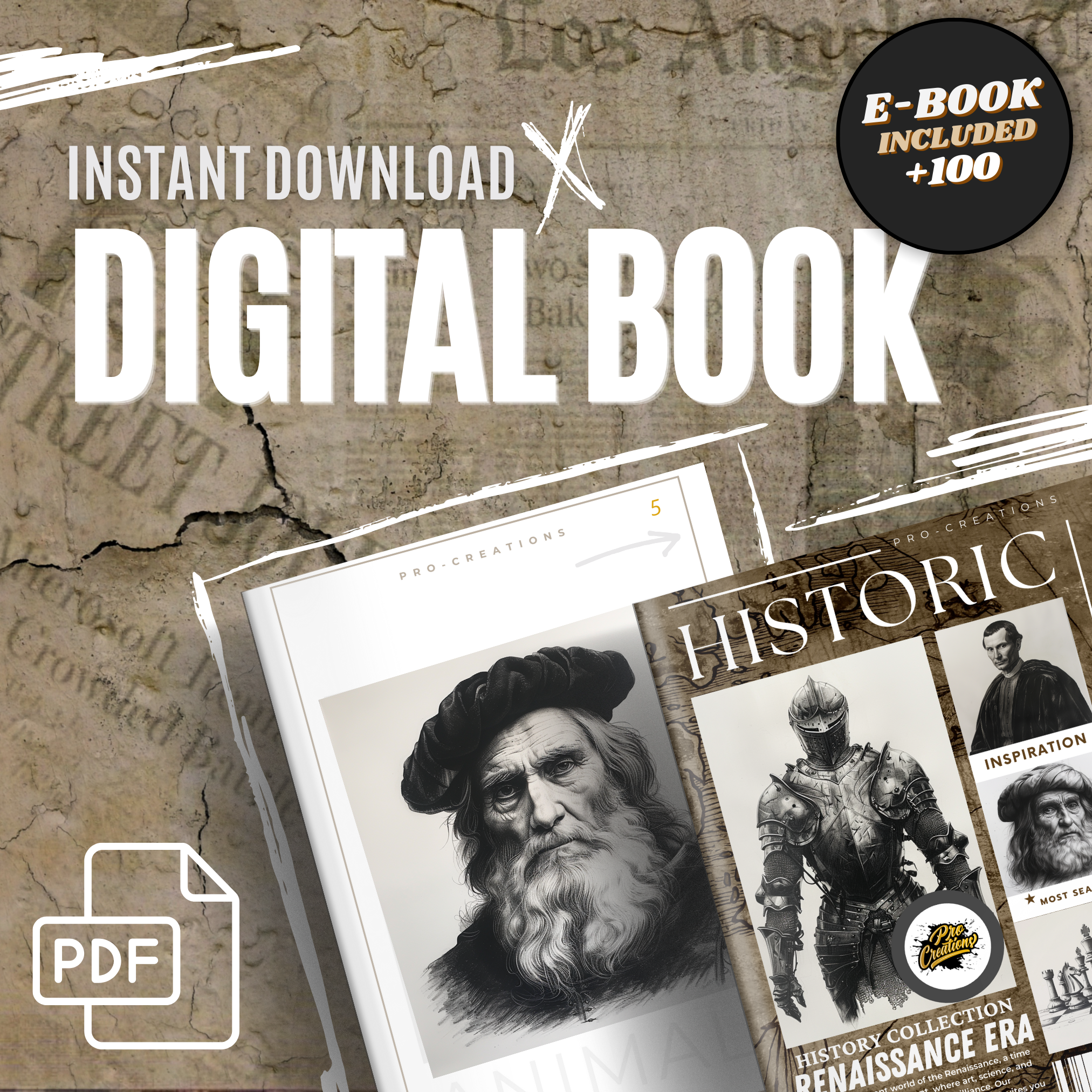 Digitale Designsammlung aus der Renaissance: 100 Procreate- und Skizzenbuchbilder
