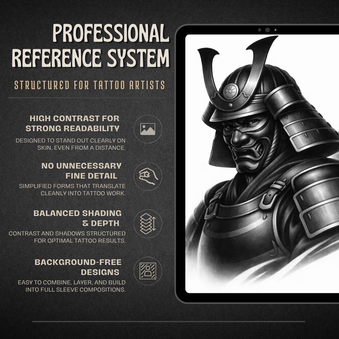 Samurai Warriors Procreate tattoo brush stamp set — design 5