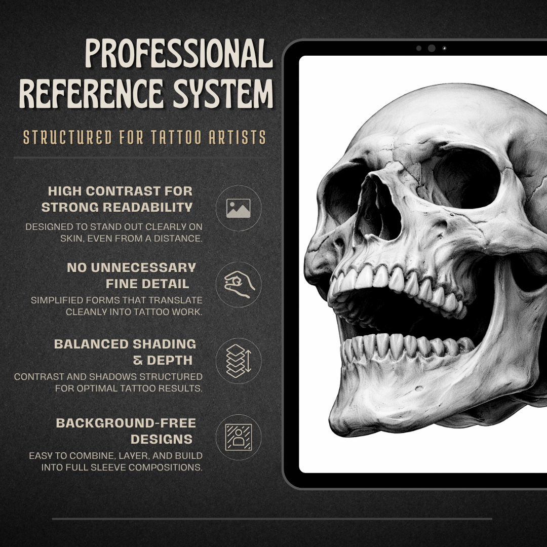 Skulls Procreate tattoo brush stamp set — design 5