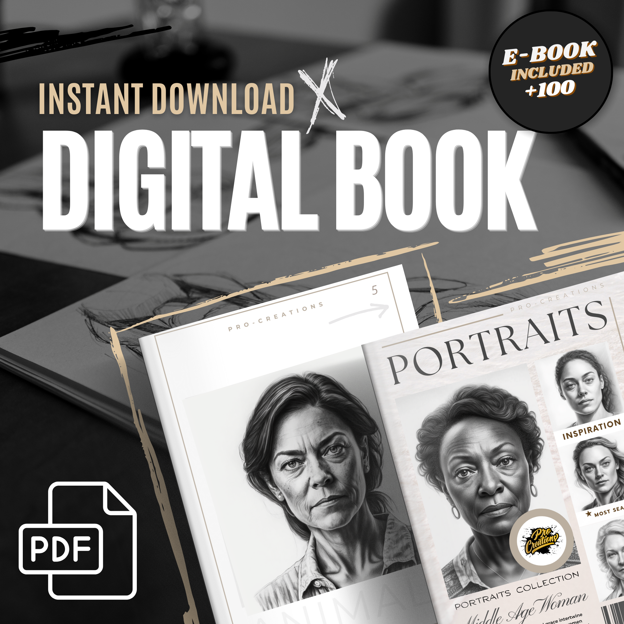 Middle-Aged Women Portraits Digital Design Collection: 100 Procreate & Sketchbook Images
