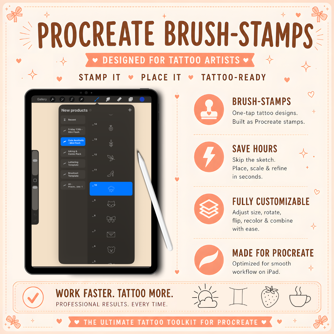 Cute Aesthetic Mini Flash Stamps for Procreate