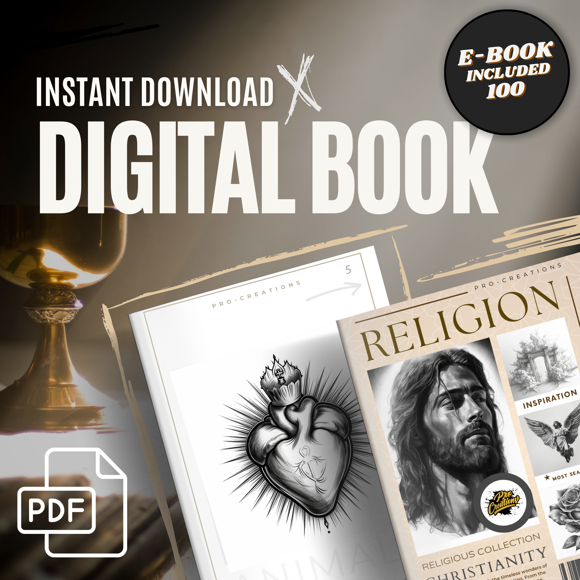 Digitale Designsammlung zum Thema Christentum: 100 Procreate- und Skizzenbuchbilder