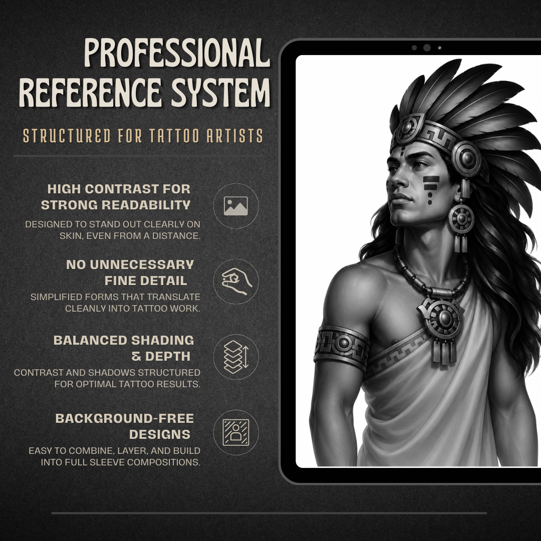 Aztec Warriors Procreate tattoo brush stamp set — design 5