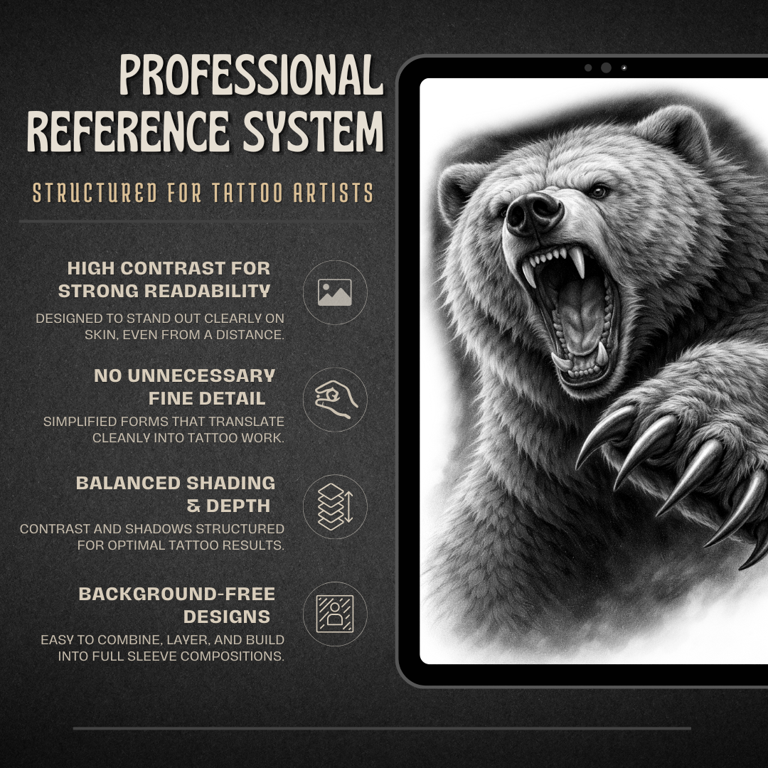 Bears Procreate tattoo brush stamp set — design 5