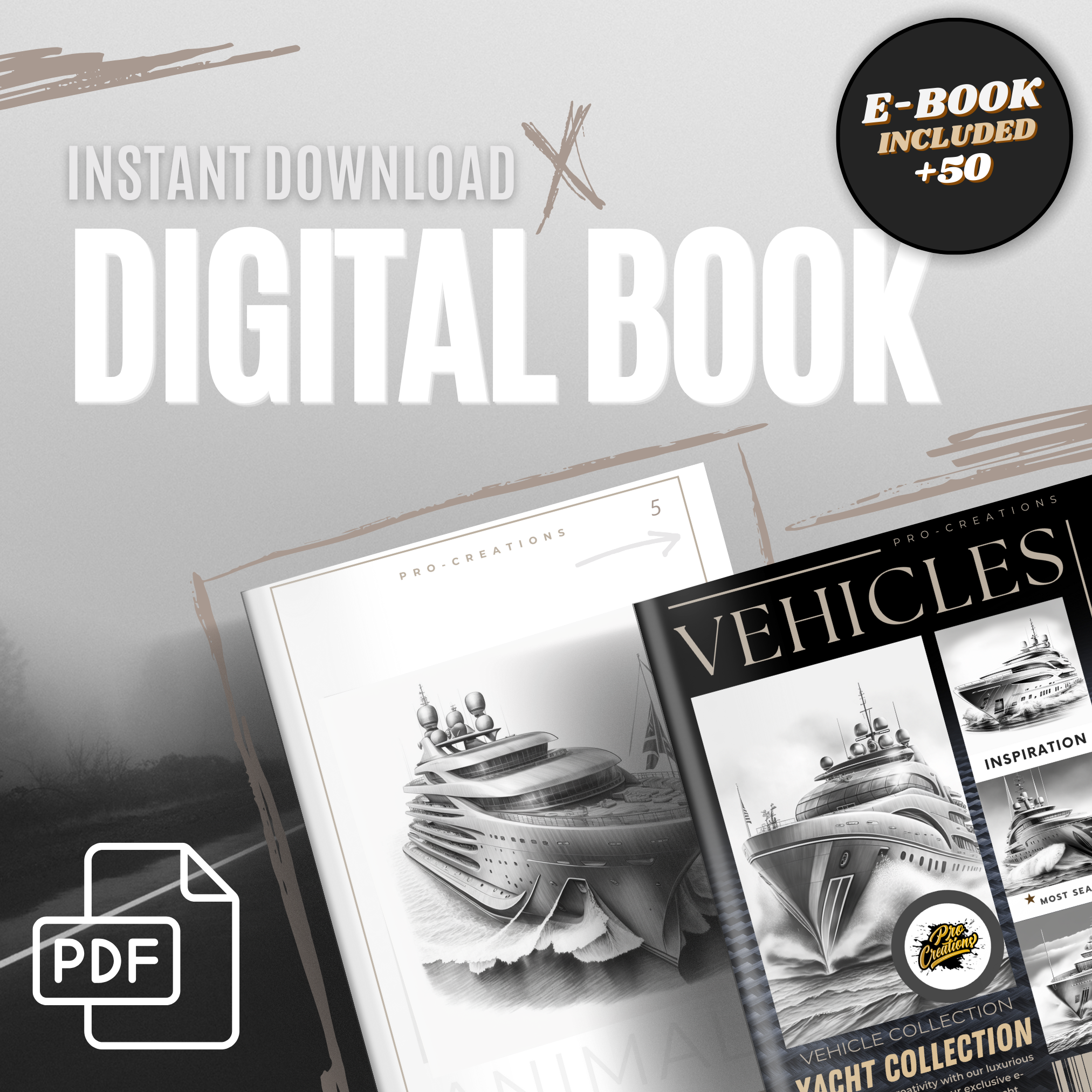 Colección de diseño digital de yates: 50 imágenes de Procreate y Sketchbook