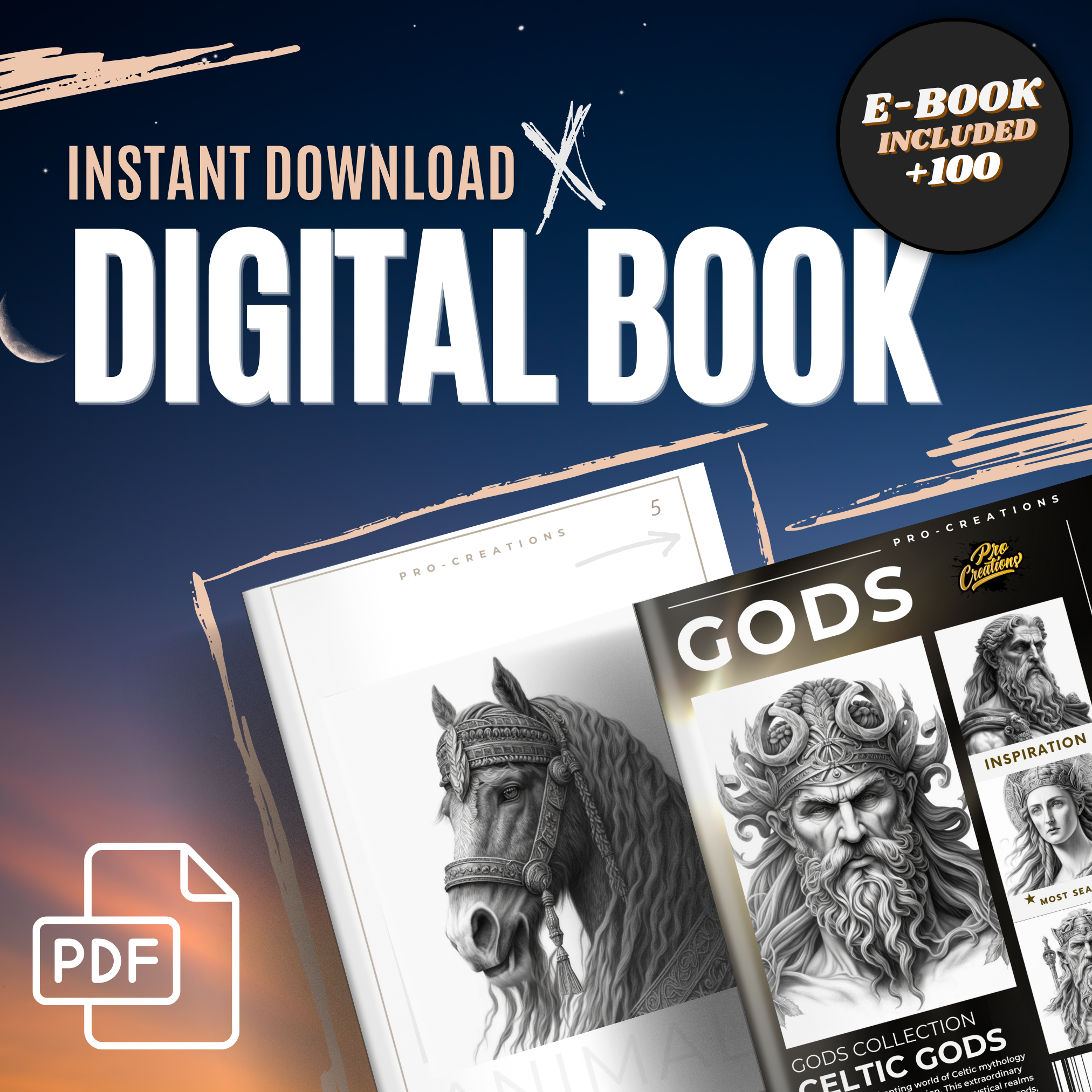 Celtic Gods Digital Design Collection: 50 Procreate & Sketchbook Images