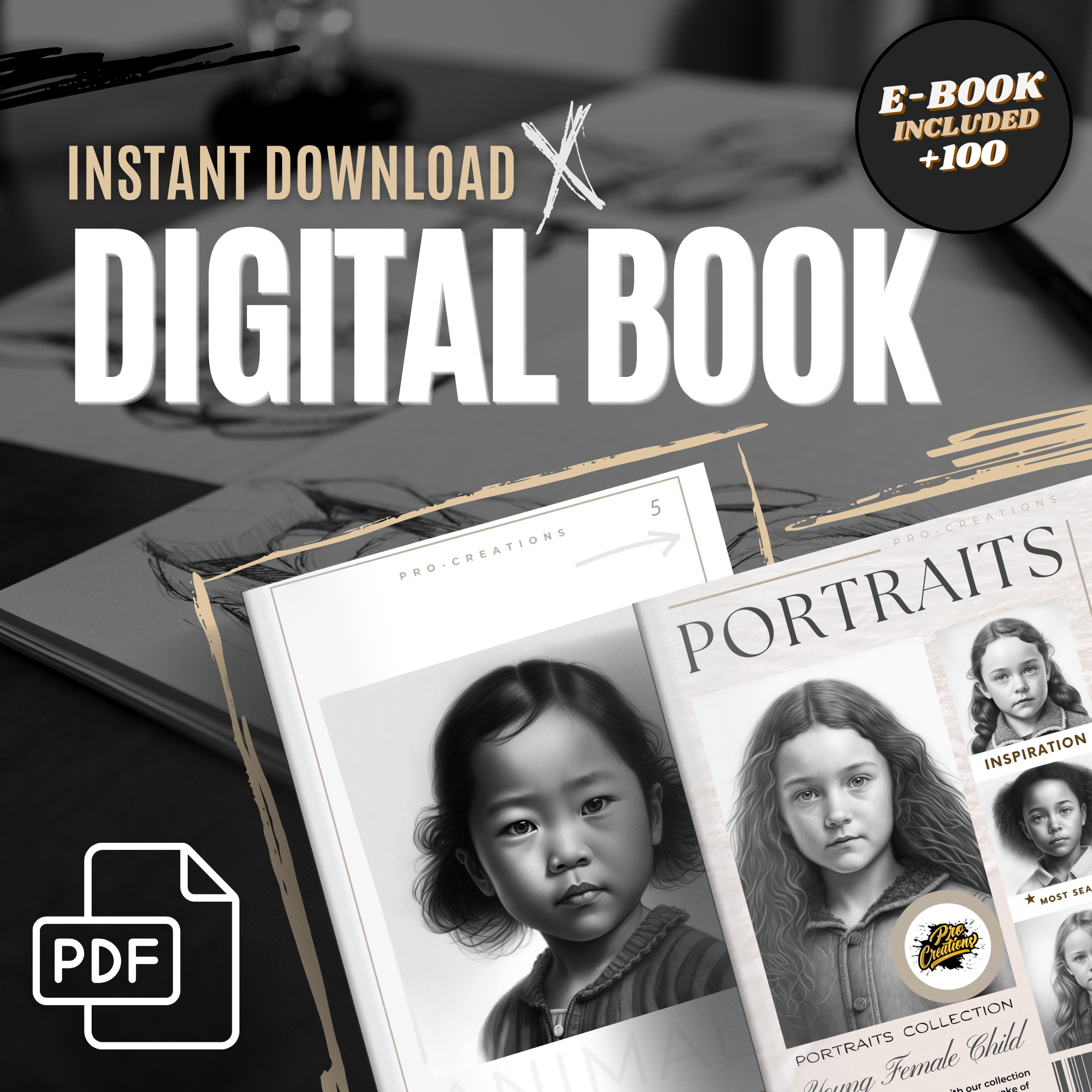 Colección de diseño digital de retratos de chicas jóvenes: 100 imágenes de Procreate y Sketchbook
