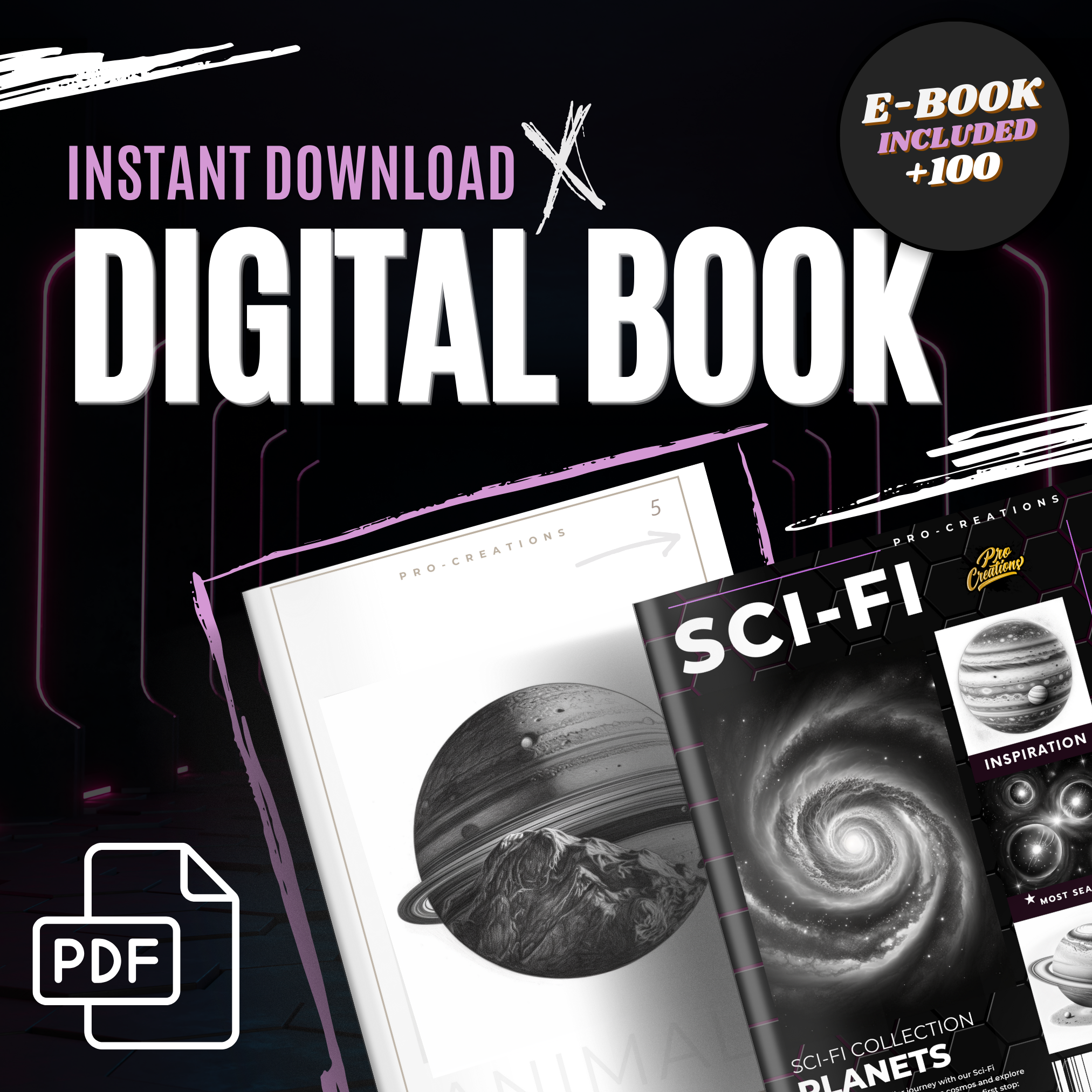 Planets Digital Sci-Fi Design Collection: 100 Procreate & Sketchbook Images