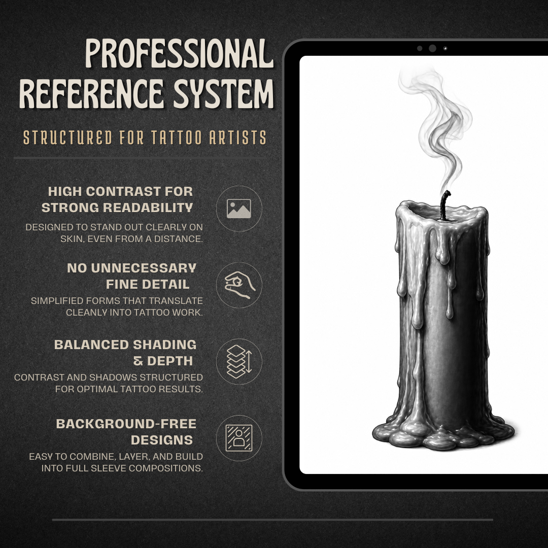 Candles Procreate tattoo brush stamp set — design 5
