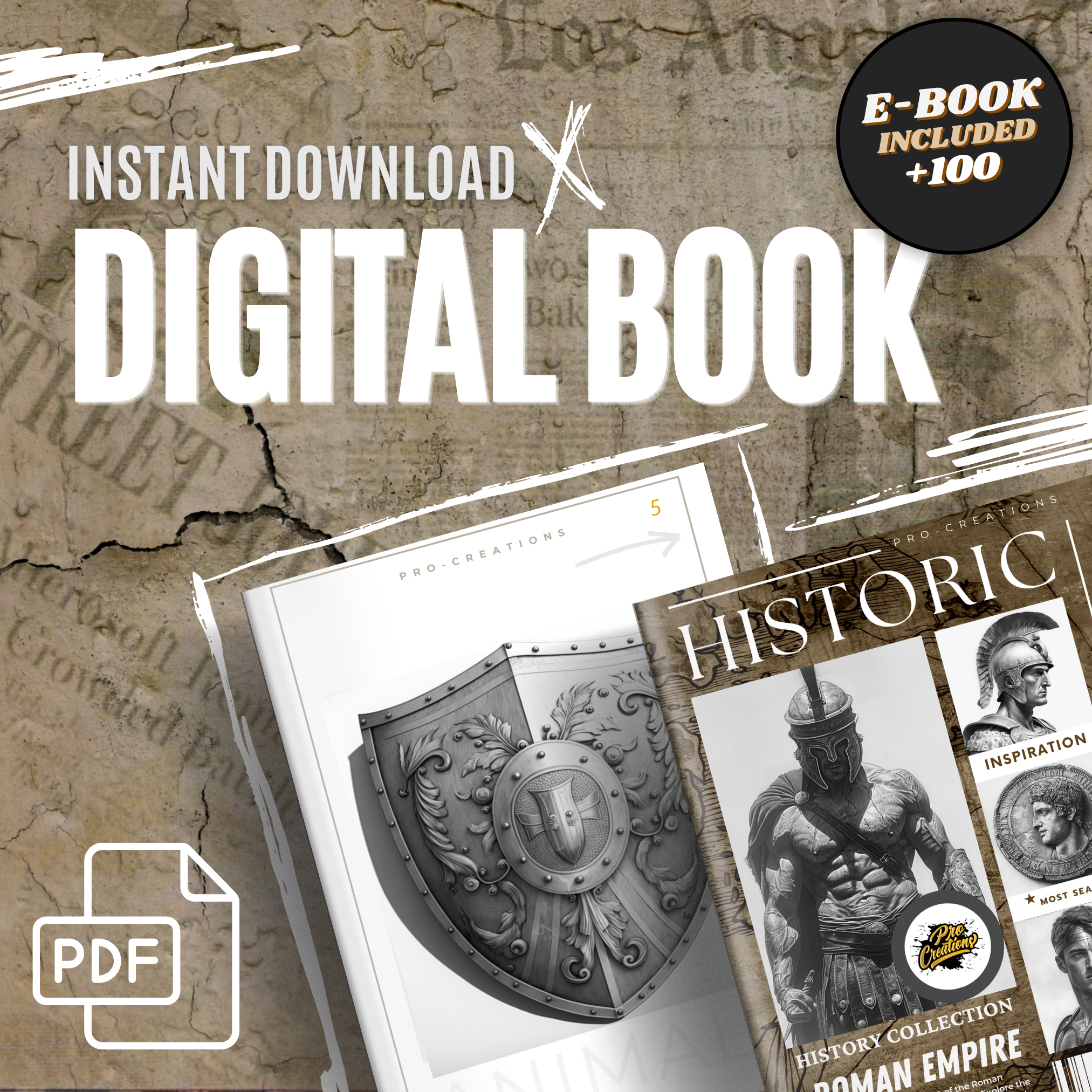 Colección de diseño digital del Imperio Romano: 100 imágenes de Procreate y Sketchbook