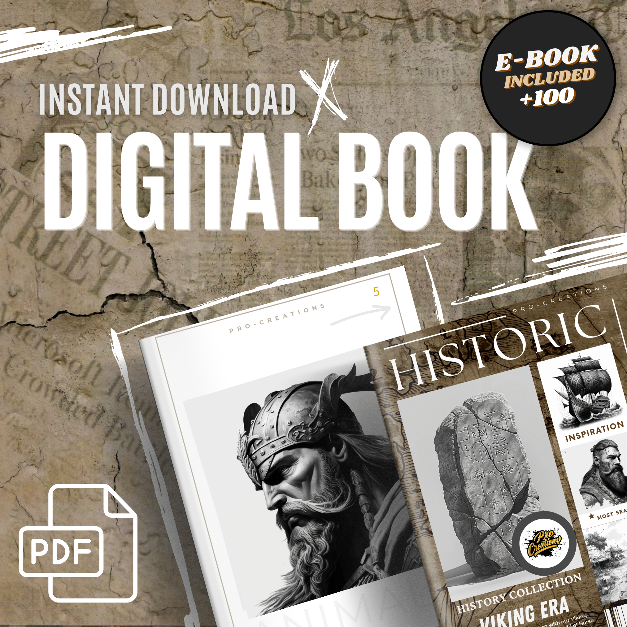 Digitale Designsammlung aus der Wikingerzeit: 100 Procreate- und Skizzenbuchbilder