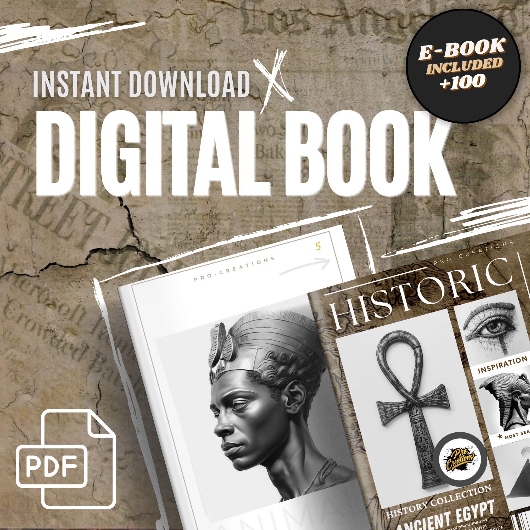 Digitale Designsammlung zum alten Ägypten: 100 Procreate- und Skizzenbuchbilder