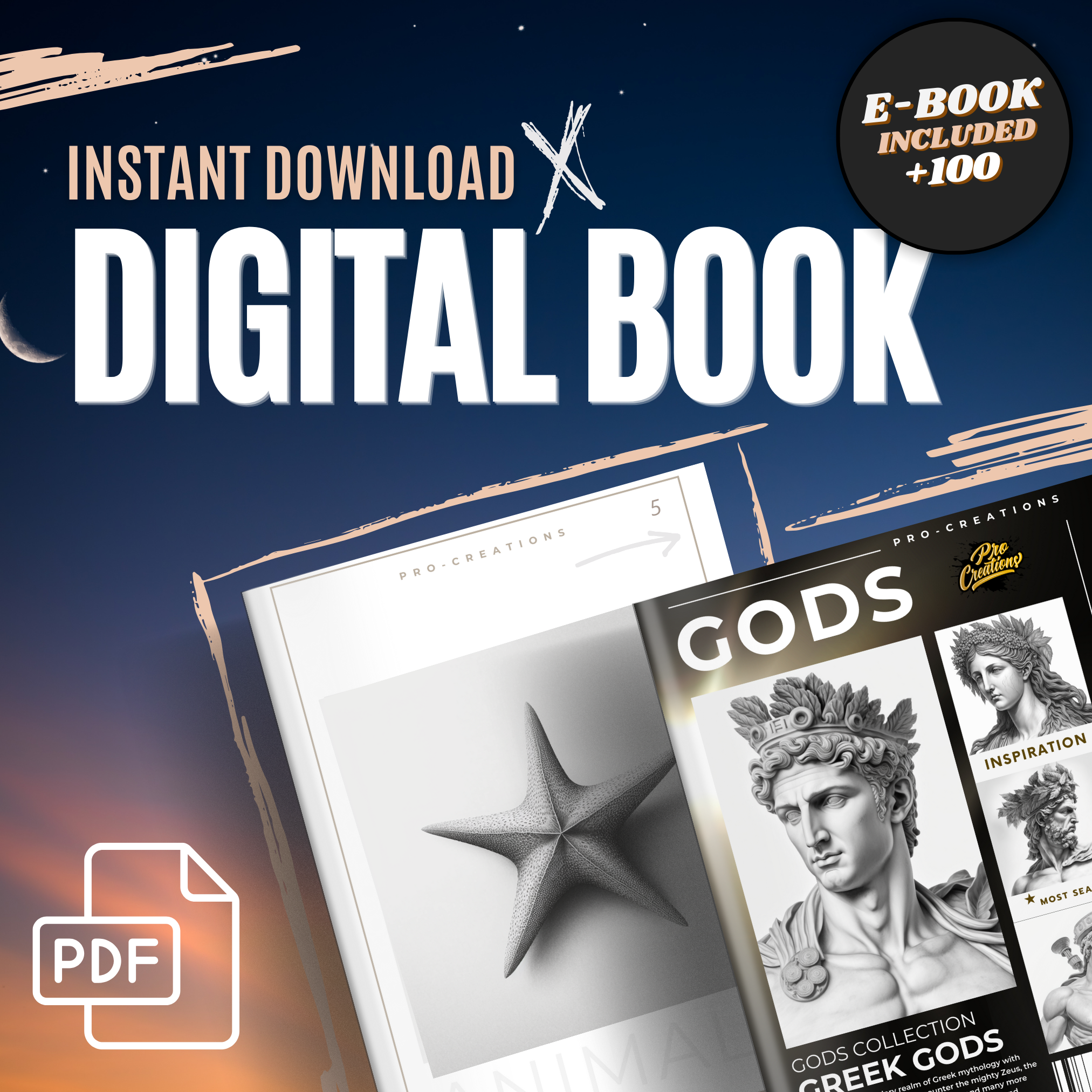 Greek Gods Digital Design Collection: 50 Procreate & Sketchbook Images