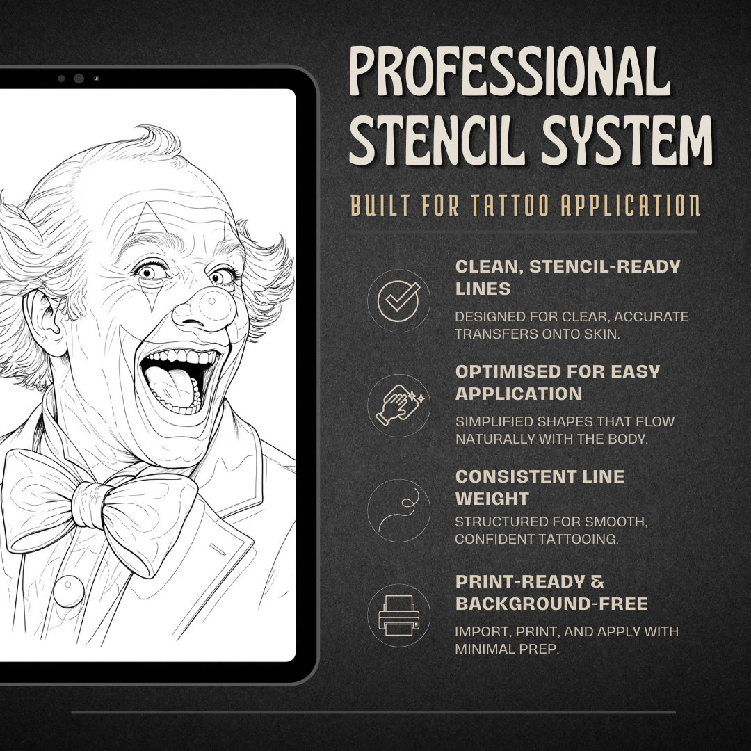 Clowns Procreate tattoo brush stamp set — design 6
