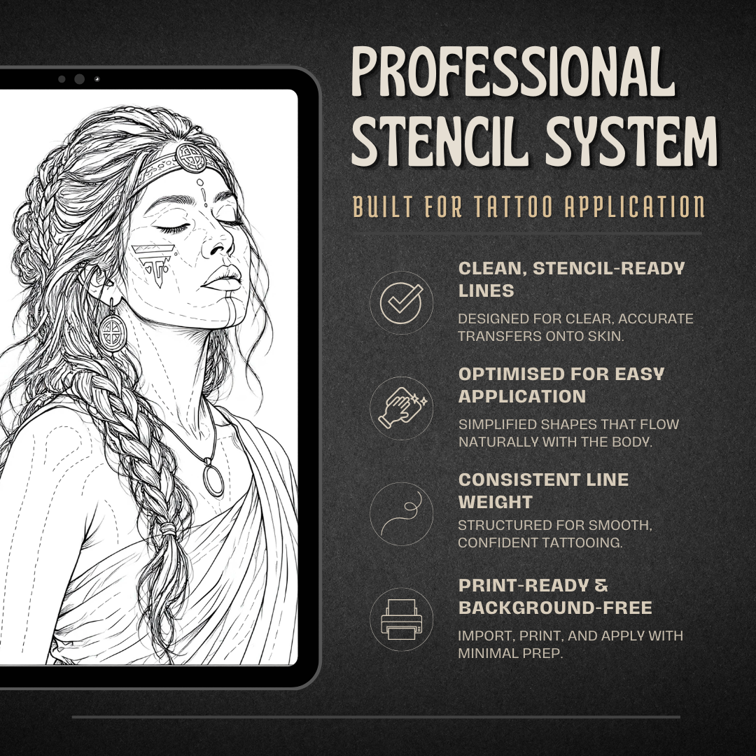 Aztec Women Procreate tattoo brush stamp set — design 6