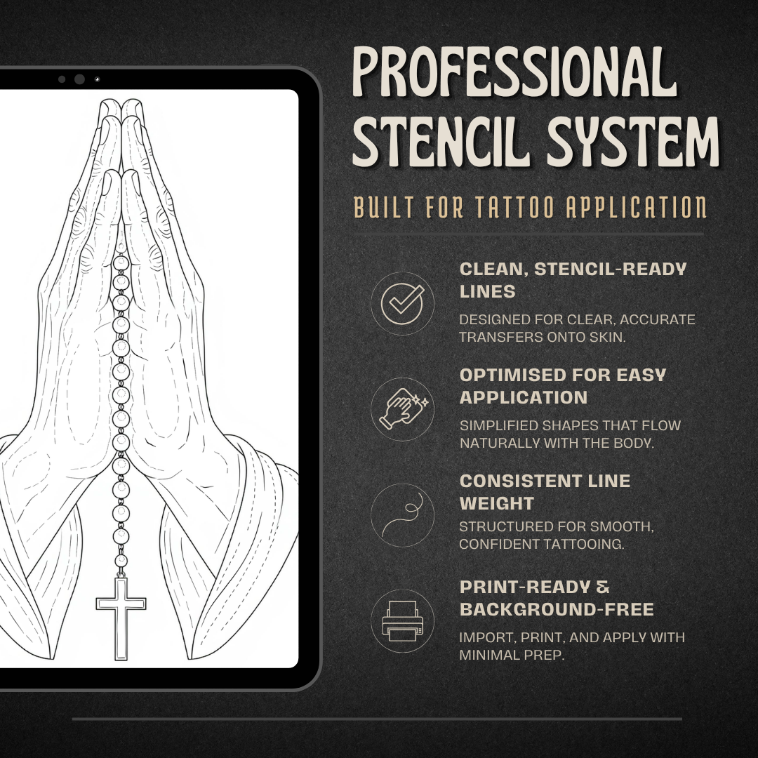 Praying Hands Procreate tattoo brush stamp set — design 6