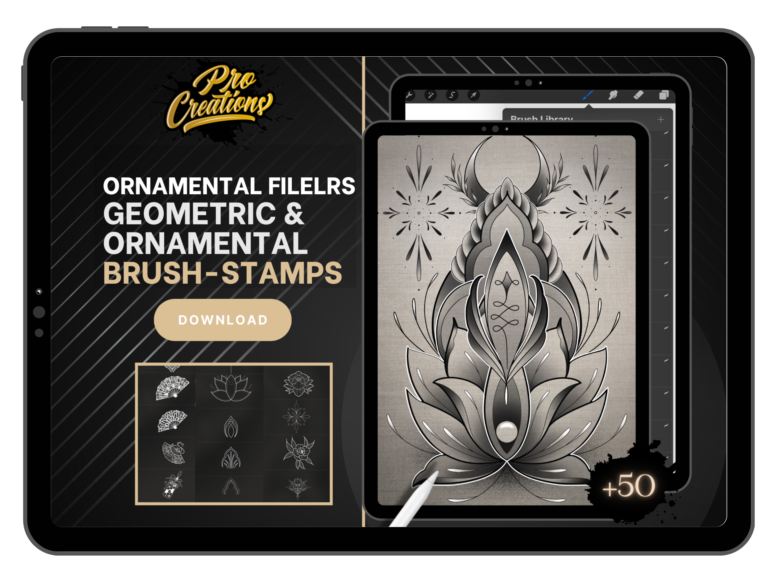 Ornamental Fillers Brush Set for Procreate: 50+