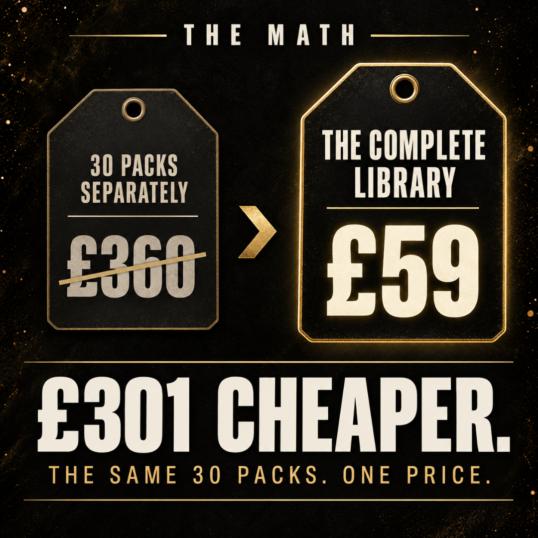 Price comparison: 30 tattoo reference packs bought separately cost £360, The Complete Reference Library is £59 for the same 30 packs