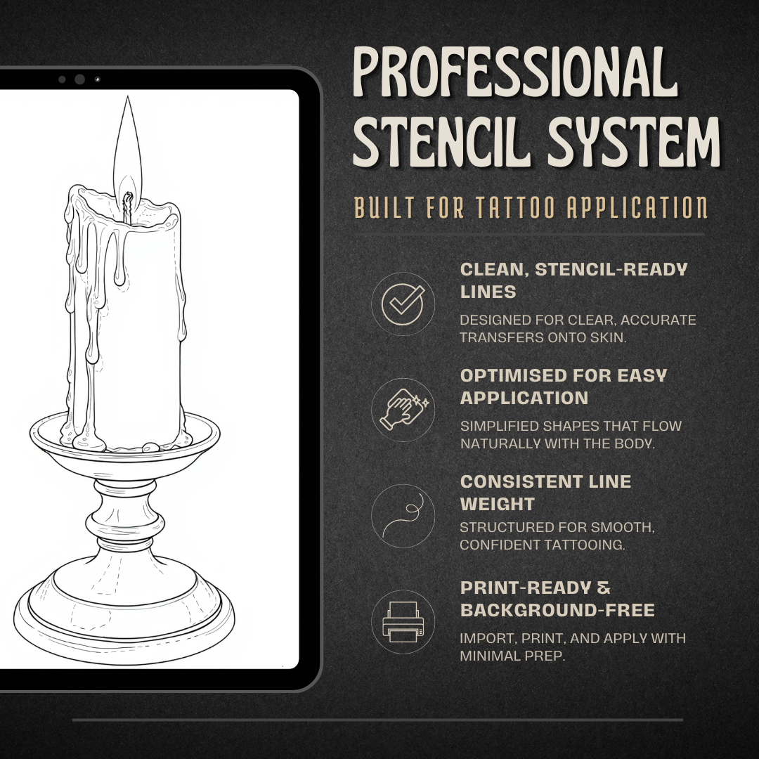 Candles Procreate tattoo brush stamp set — design 6