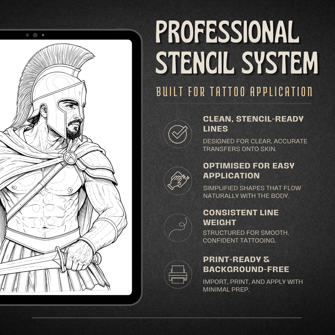 Spartan Warriors Procreate tattoo brush stamp set — design 6