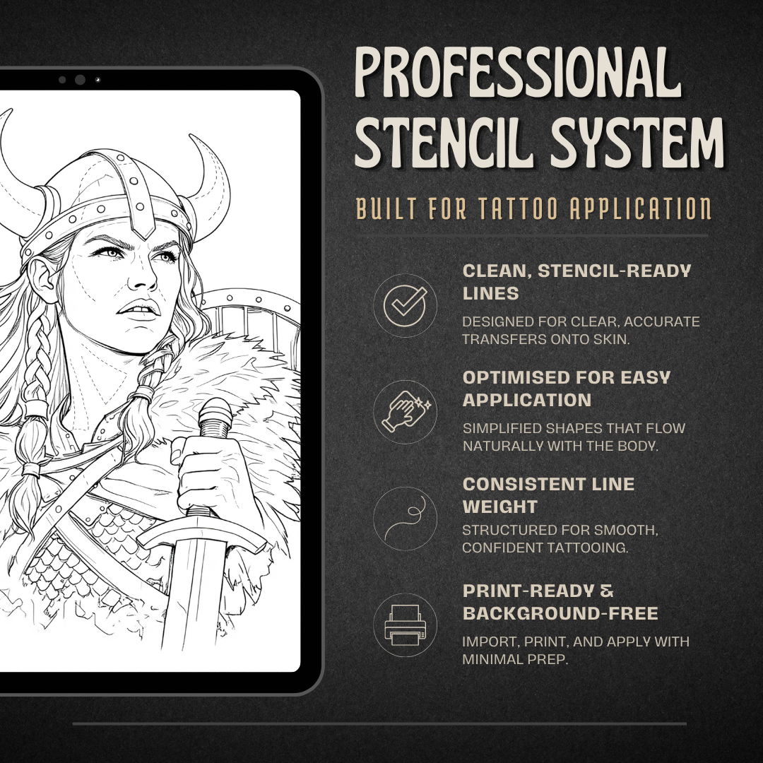 Vikings Procreate tattoo brush stamp set — design 6