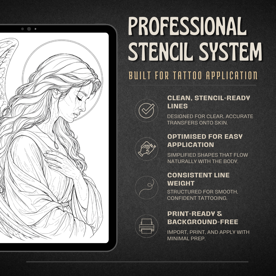 Angels Procreate tattoo brush stamp set — design 6