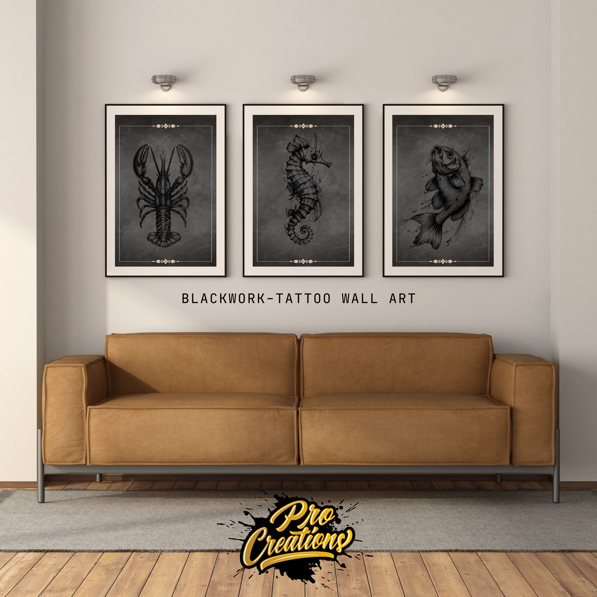 Blackwork Sea Life Flash Stamp Pack – Bold Ocean-Inspired Tattoo Designs for Procreate & Sketchbook